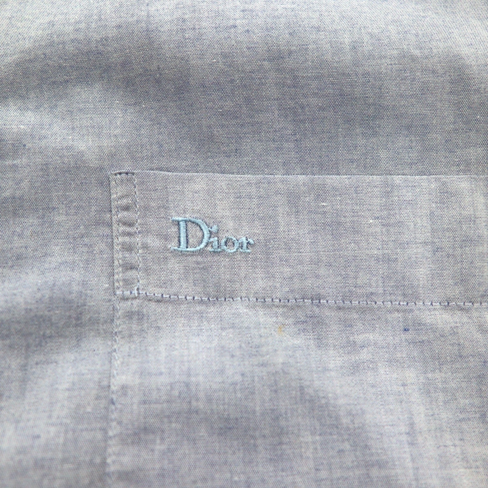 Christian Dior MONSIEUR オールド シャンブレーシャツ L ブルー ワンポイントロゴ刺繍