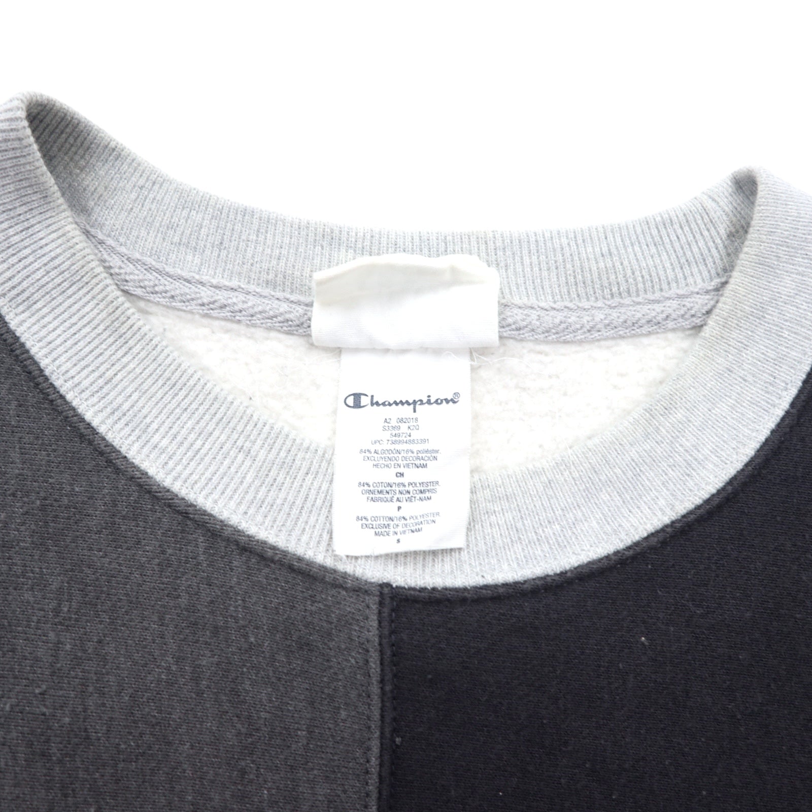 Champion Reverse Weave ricamo script logo Felpa L Grigio Cotone Color Block Etichetta Blu Replica