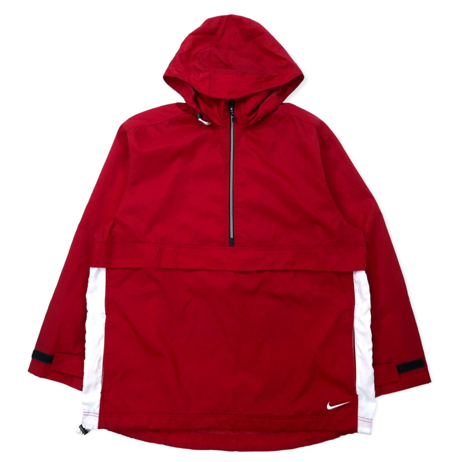 NIKE 90年代 アノラックパーカー L レッド ナイロン フード収納式 黒タグ ビッグサイズ
