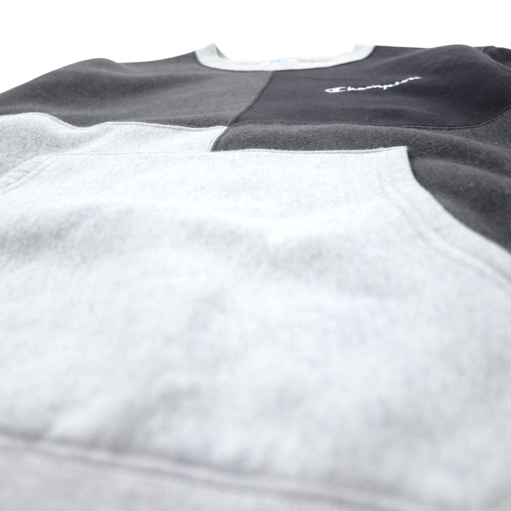 Champion Reverse Weave ricamo script logo Felpa L Grigio Cotone Color Block Etichetta Blu Replica