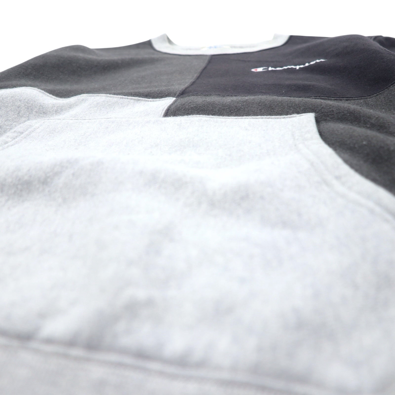 Champion Reverse Weave ricamo script logo Felpa L Grigio Cotone Color Block Etichetta Blu Replica