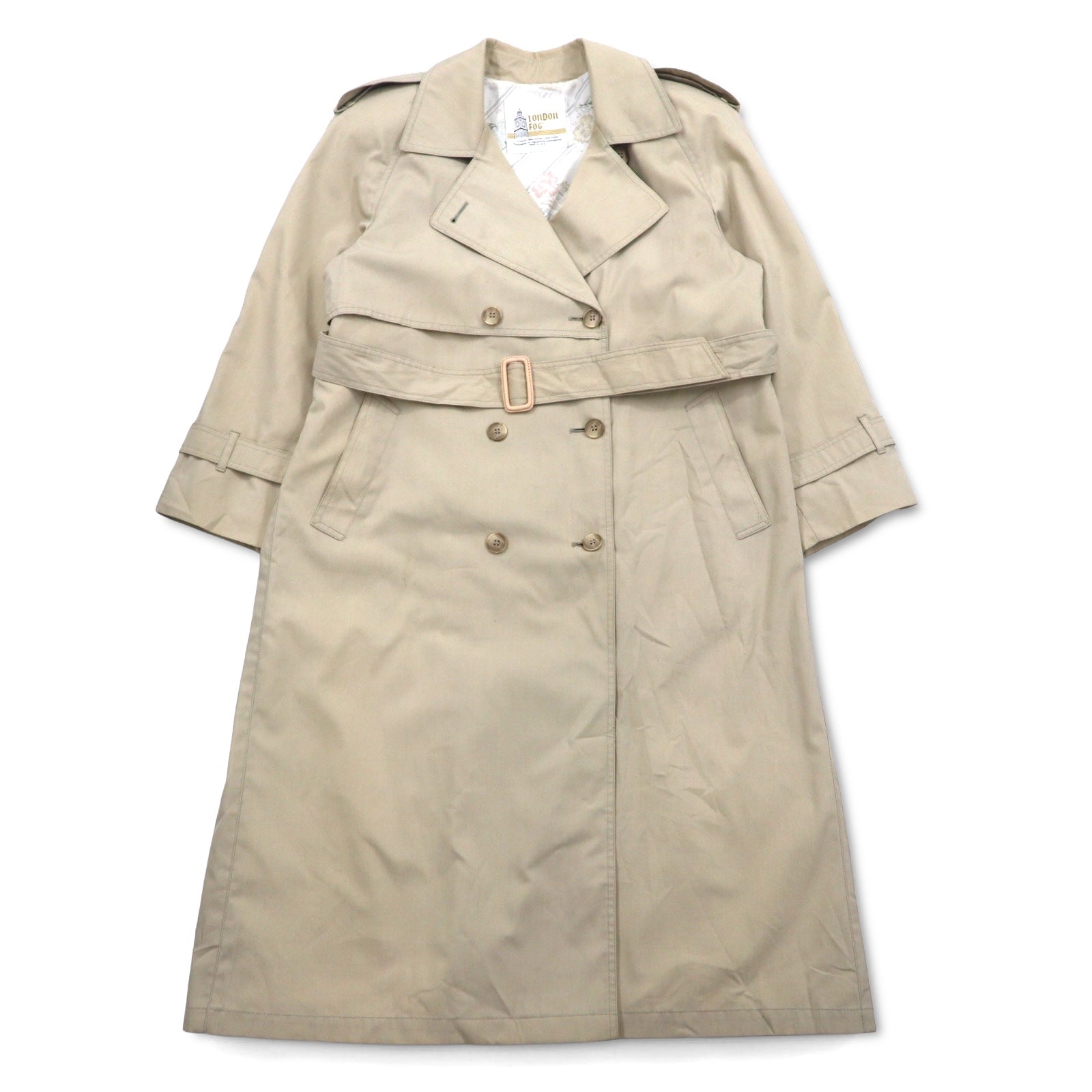LONDON FOG Anni '90 Trench Coat Made in USA XL Beige Poliestere Cotone Fodera floreale