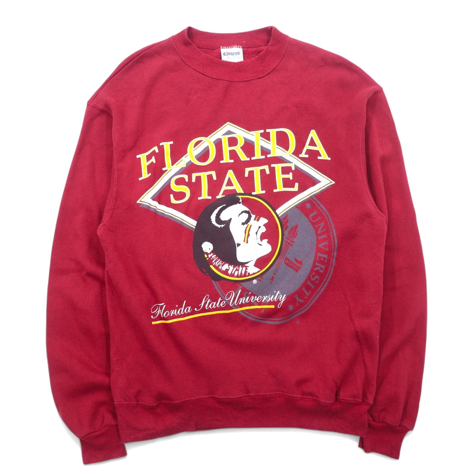 Hanes Made in USA anni '90 Felpa con stampa college XL bordeaux cotone FLORIDA STATE