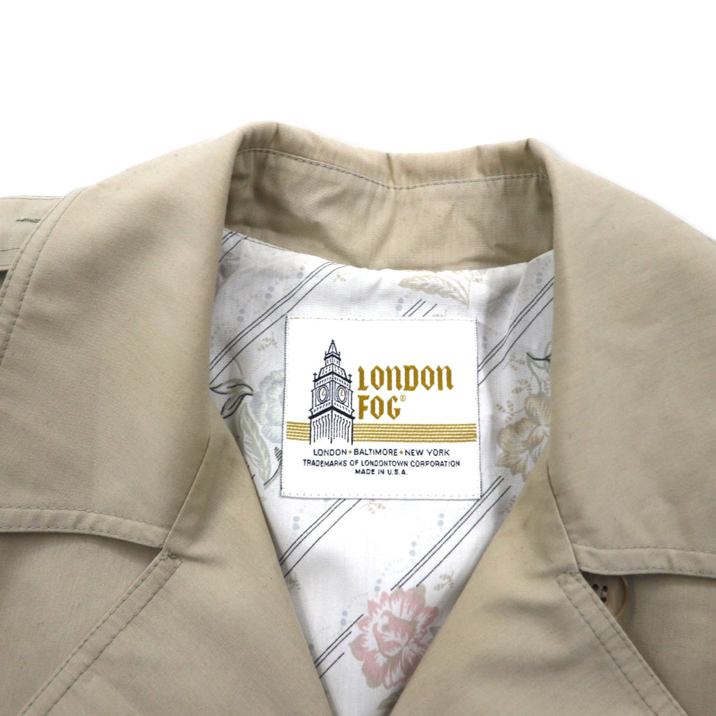 LONDON FOG Anni '90 Trench Coat Made in USA XL Beige Poliestere Cotone Fodera floreale
