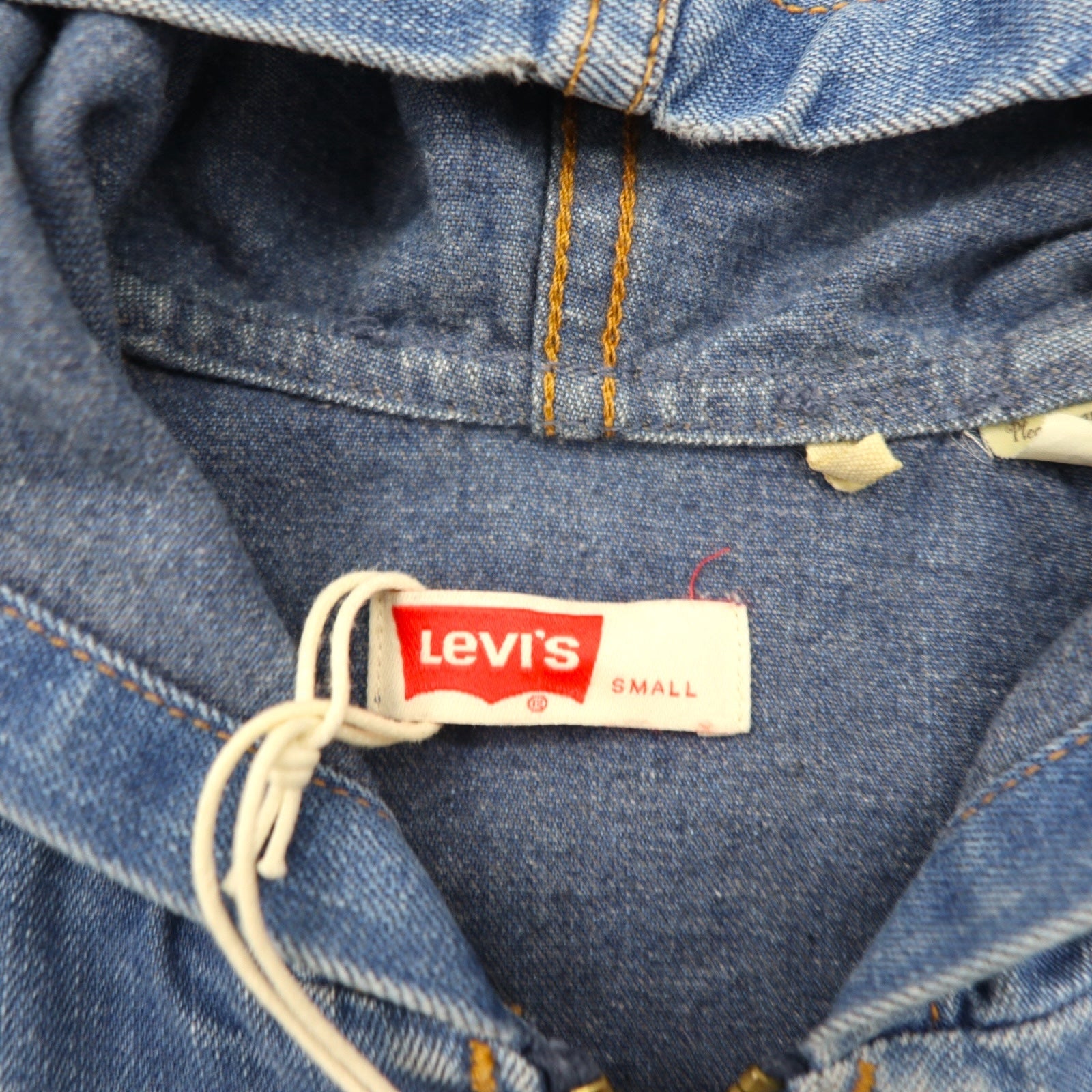 LEVI'S VINTAGE CLOTHING ( LVC ) デニム フーデッドジャケット ジップパーカー M  オレンジタブ ORANGE TAB HOODED JACKET A2217-0000 未使用品 TALONジップ デカ五角形 ARCHIVES