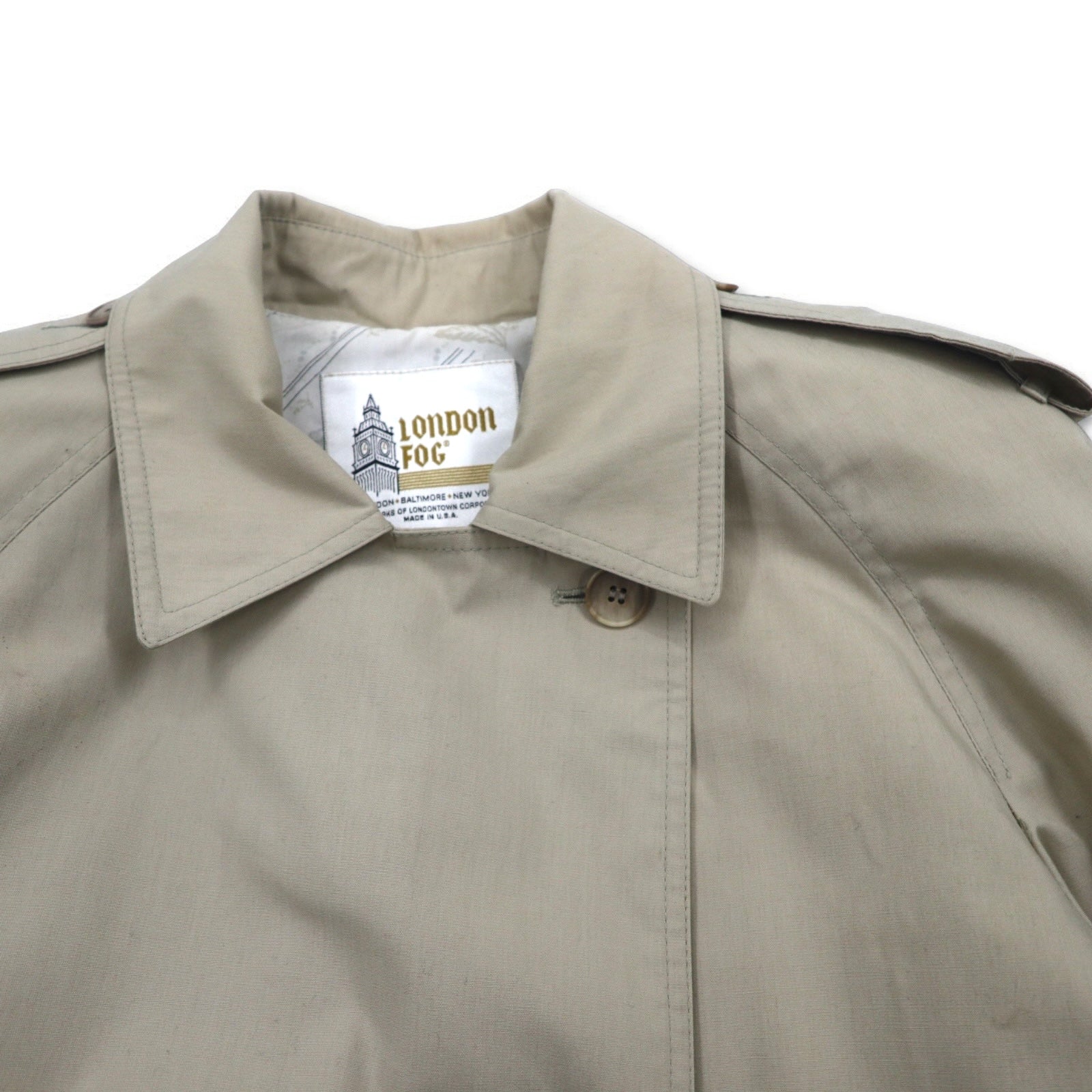 LONDON FOG Anni '90 Trench Coat Made in USA XL Beige Poliestere Cotone Fodera floreale