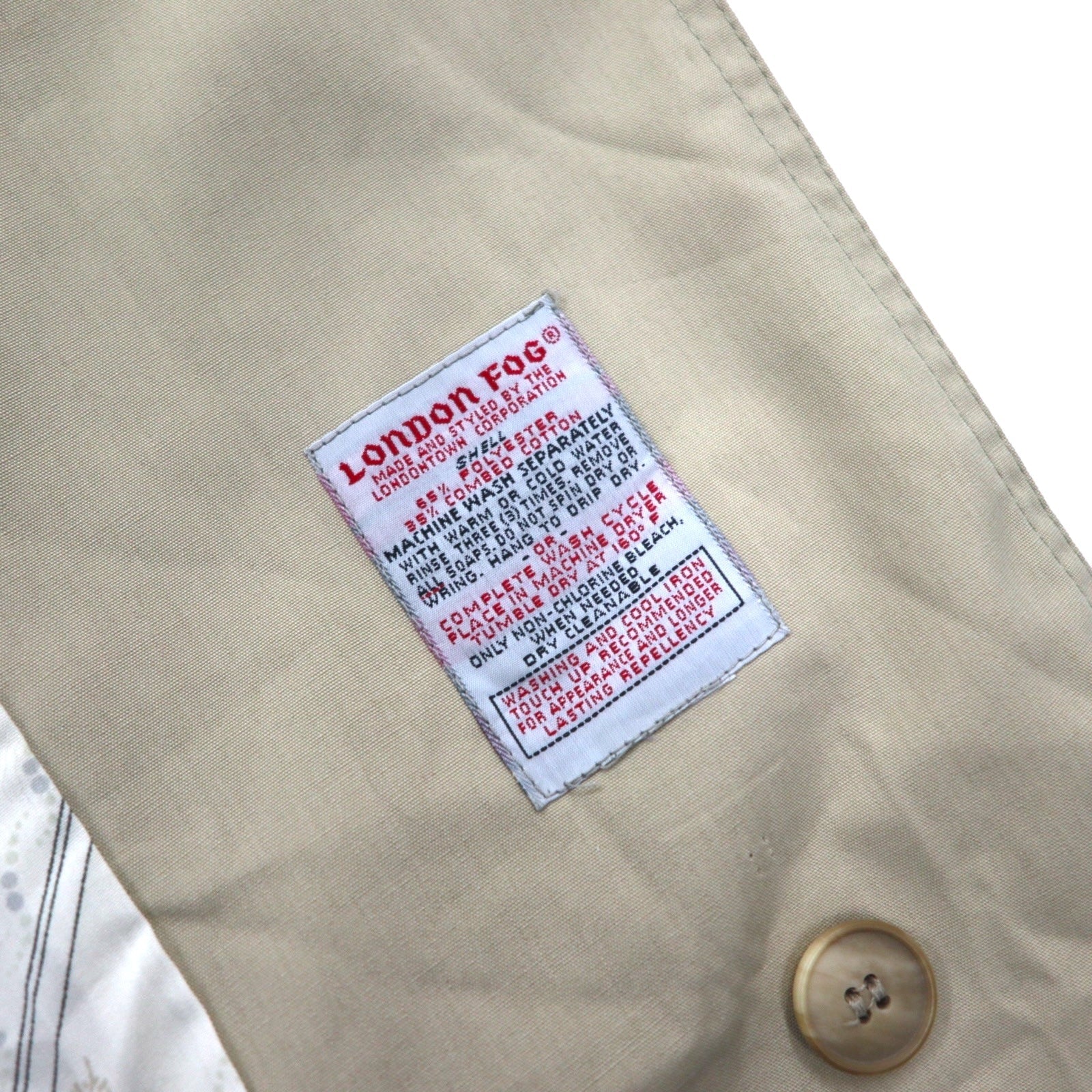 LONDON FOG Anni '90 Trench Coat Made in USA XL Beige Poliestere Cotone Fodera floreale