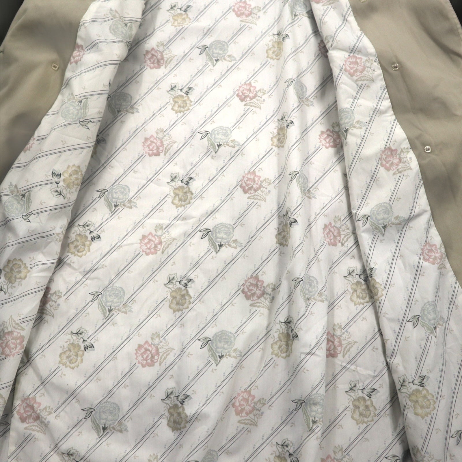 LONDON FOG Anni '90 Trench Coat Made in USA XL Beige Poliestere Cotone Fodera floreale