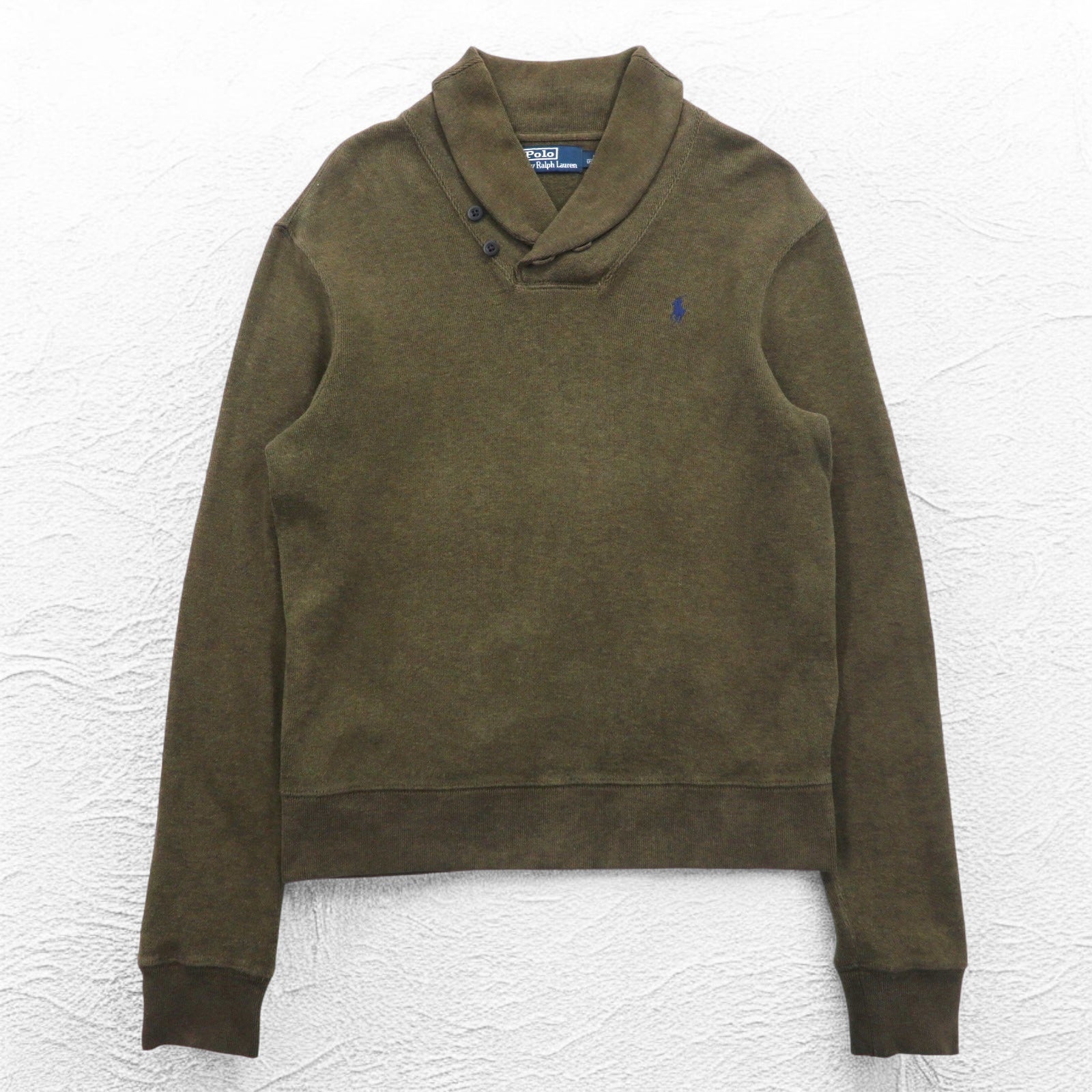 Polo by Ralph Lauren ショールカラー スウェット S カーキ コットン スモールポニー刺繍