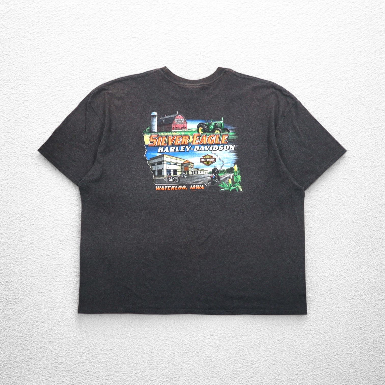 HARLEY DAVIDSON T-shirt con stampa fronte/retro 3XL Grigia SILVER EAGLE Prodotta in Nicaragua