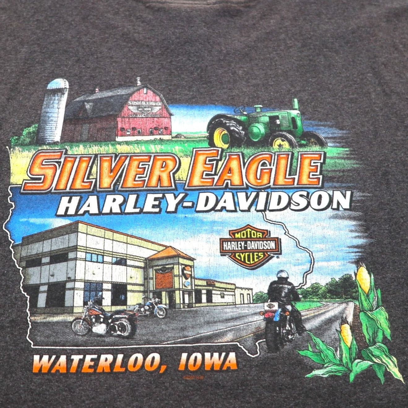 HARLEY DAVIDSON T-shirt con stampa fronte/retro 3XL Grigia SILVER EAGLE Prodotta in Nicaragua