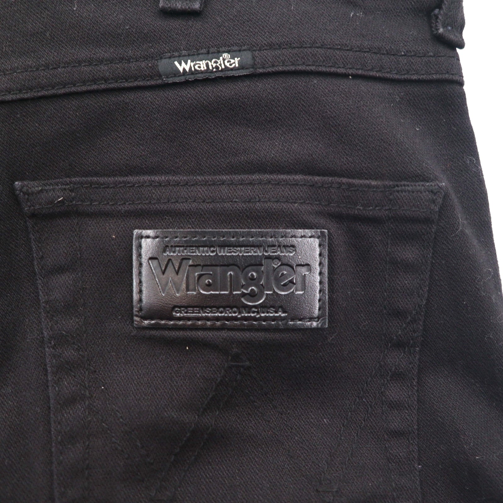 Wrangler 5ポケット ストレート デニムパンツ ジーンズ M ブラック ストレッチ W34533