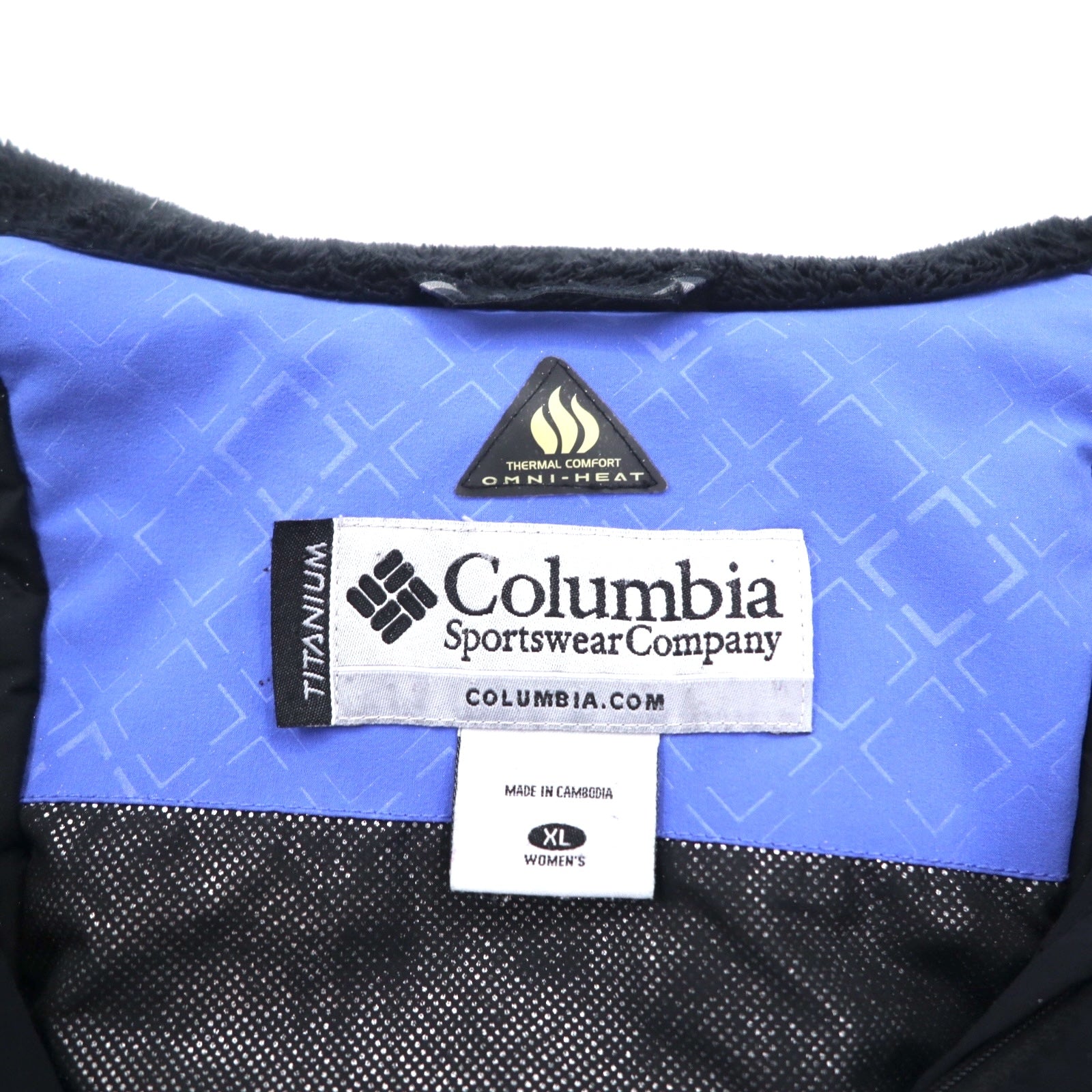 Columbia Titanium OMNI-HEAT OMNI-TECH Mountain Parka XL Blu Nylon Impermeabile Cappuccio rimovibile Heli-Honey Jacket SL4013