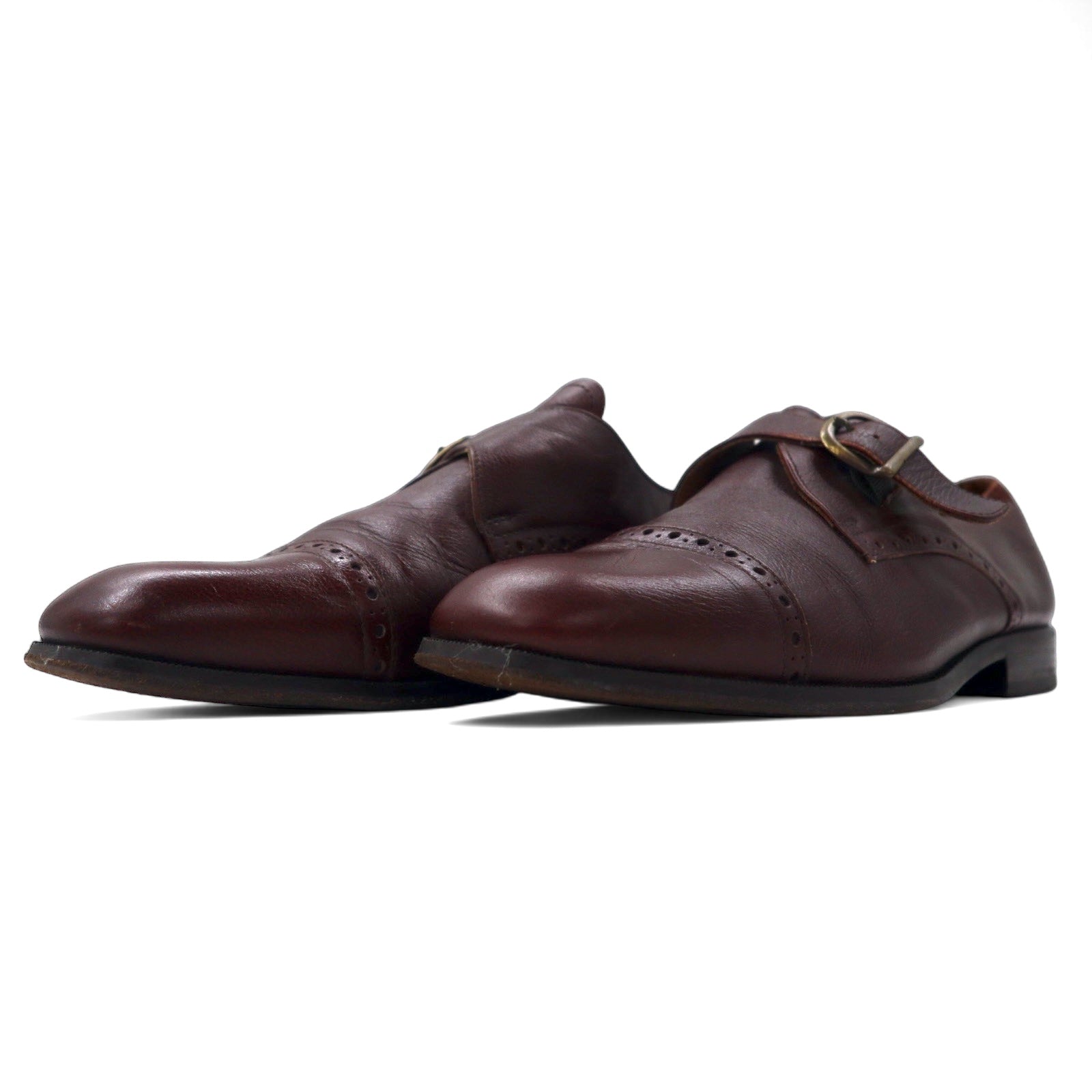 SAGRIPANTI Scarpe Monk Strap Straight Tip da Uomo, 27 cm, Marroni, in Pelle, Made in Italy