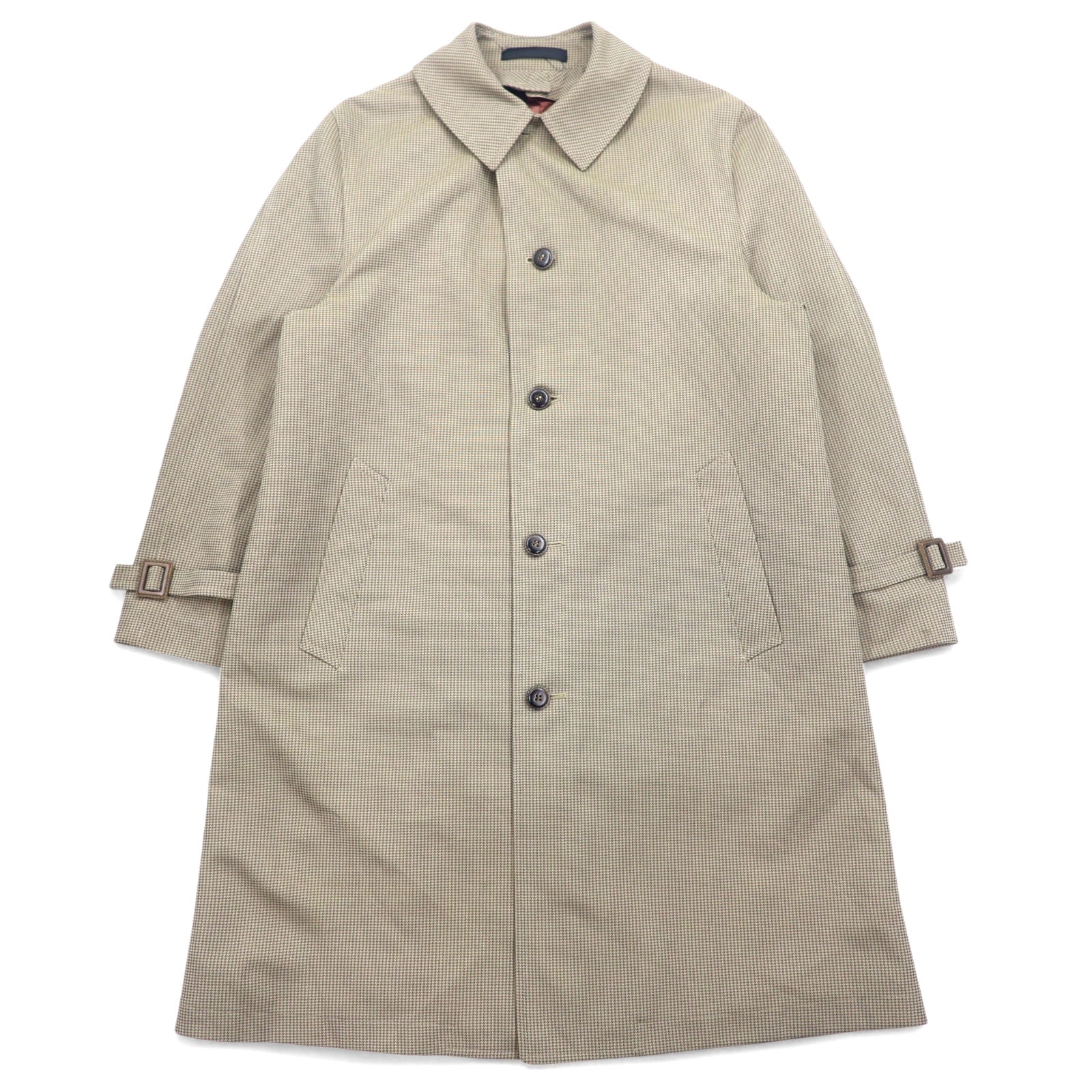 Anni '80 Neiman-Marcus Trench coat Pied de Poule 40 Grigio Beige RASCHEL WARP KNIT