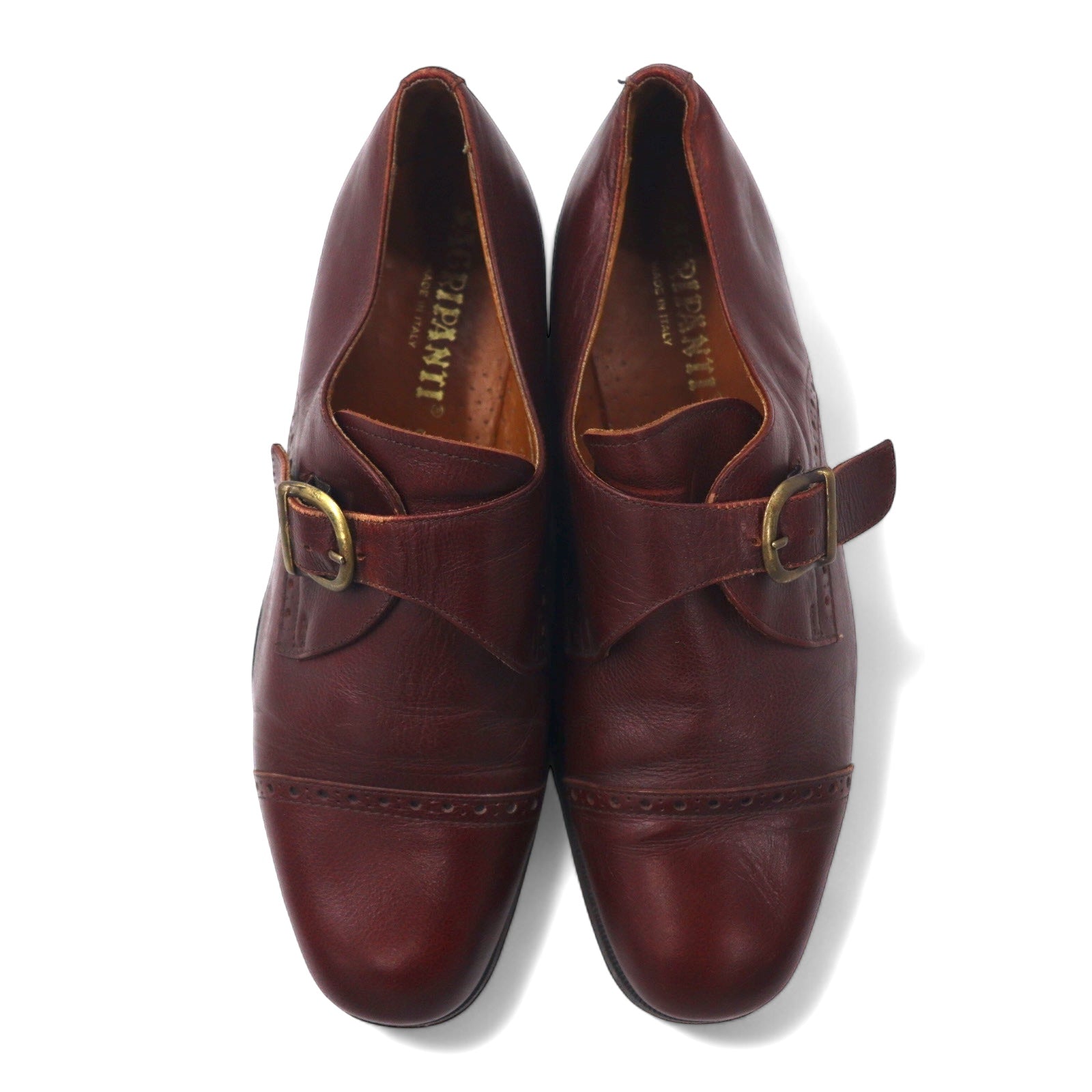 SAGRIPANTI Scarpe Monk Strap Straight Tip da Uomo, 27 cm, Marroni, in Pelle, Made in Italy