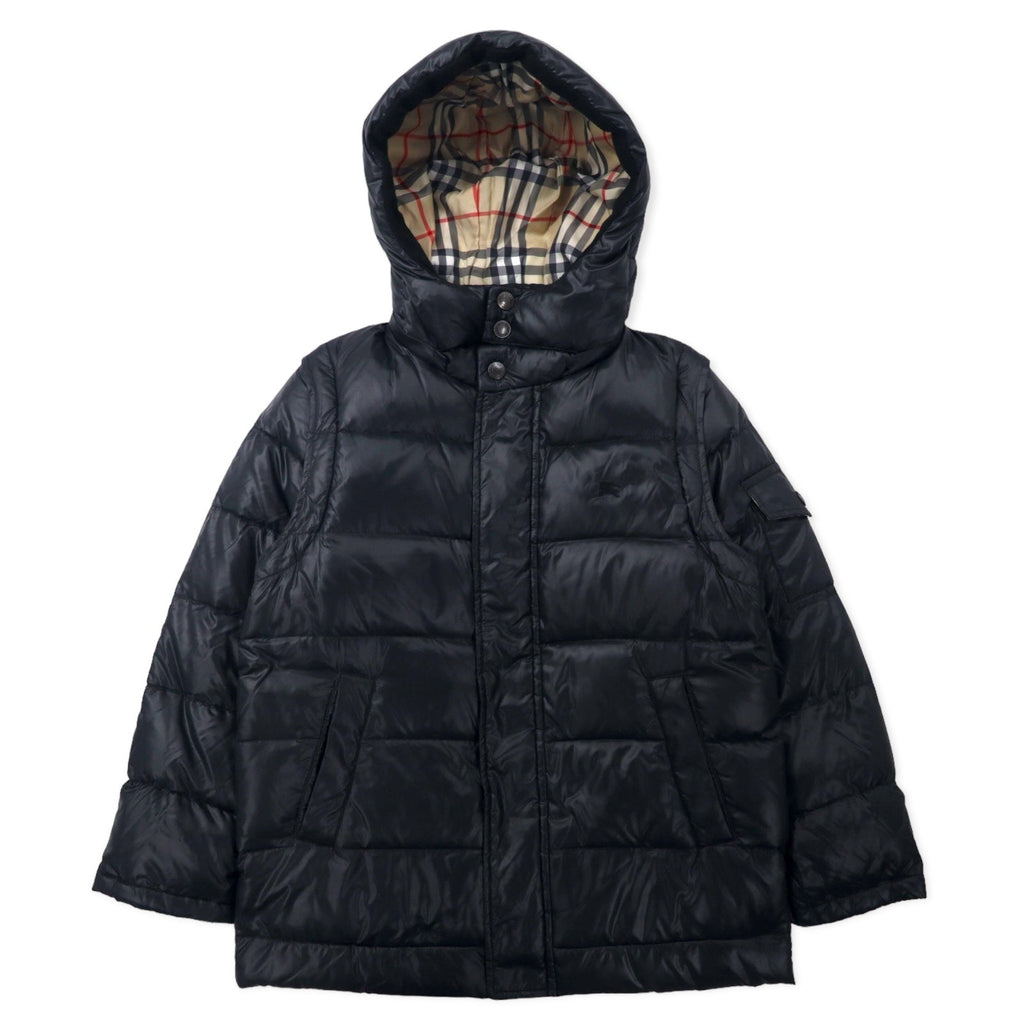 BURBERRY piumino 2 vie smanicato S nero nylon cappuccio staccabile maniche staccabili logo ricamato fodera Nova Check