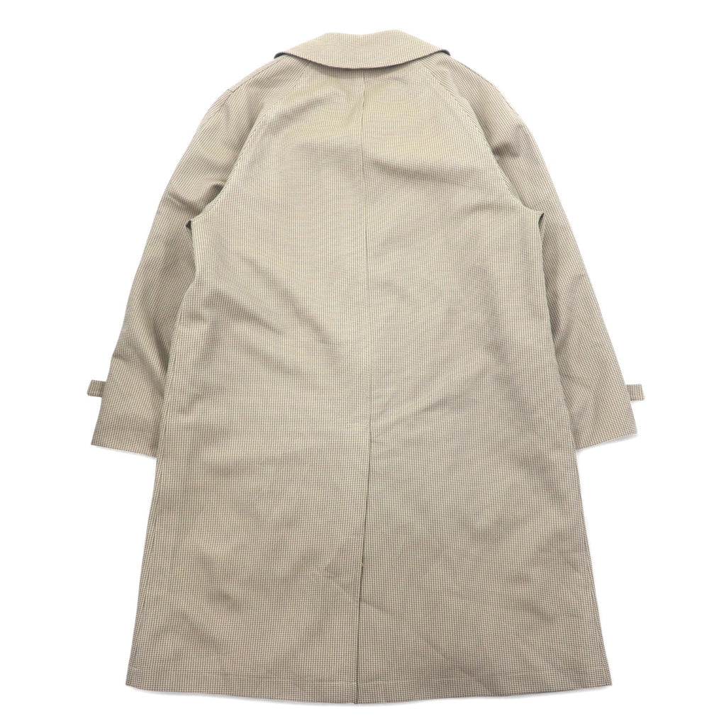80年代 Neiman-Marcus グレンチェック ステンカラーコート 40 グレー ベージュ RASCHEL WARP KNIT