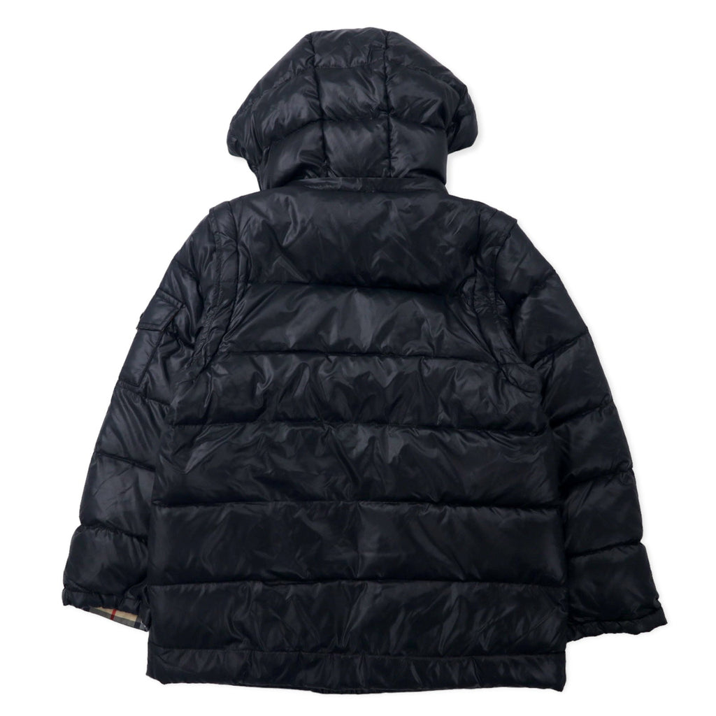 BURBERRY piumino 2 vie smanicato S nero nylon cappuccio staccabile maniche staccabili logo ricamato fodera Nova Check
