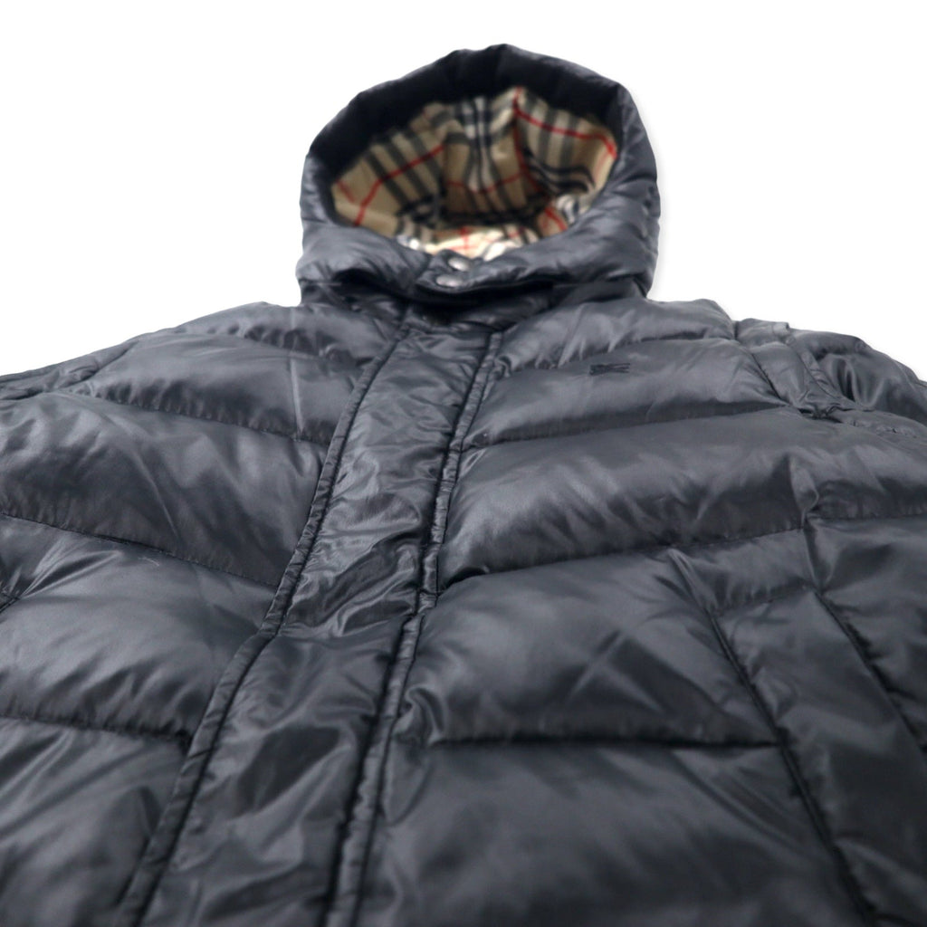 BURBERRY piumino 2 vie smanicato S nero nylon cappuccio staccabile maniche staccabili logo ricamato fodera Nova Check