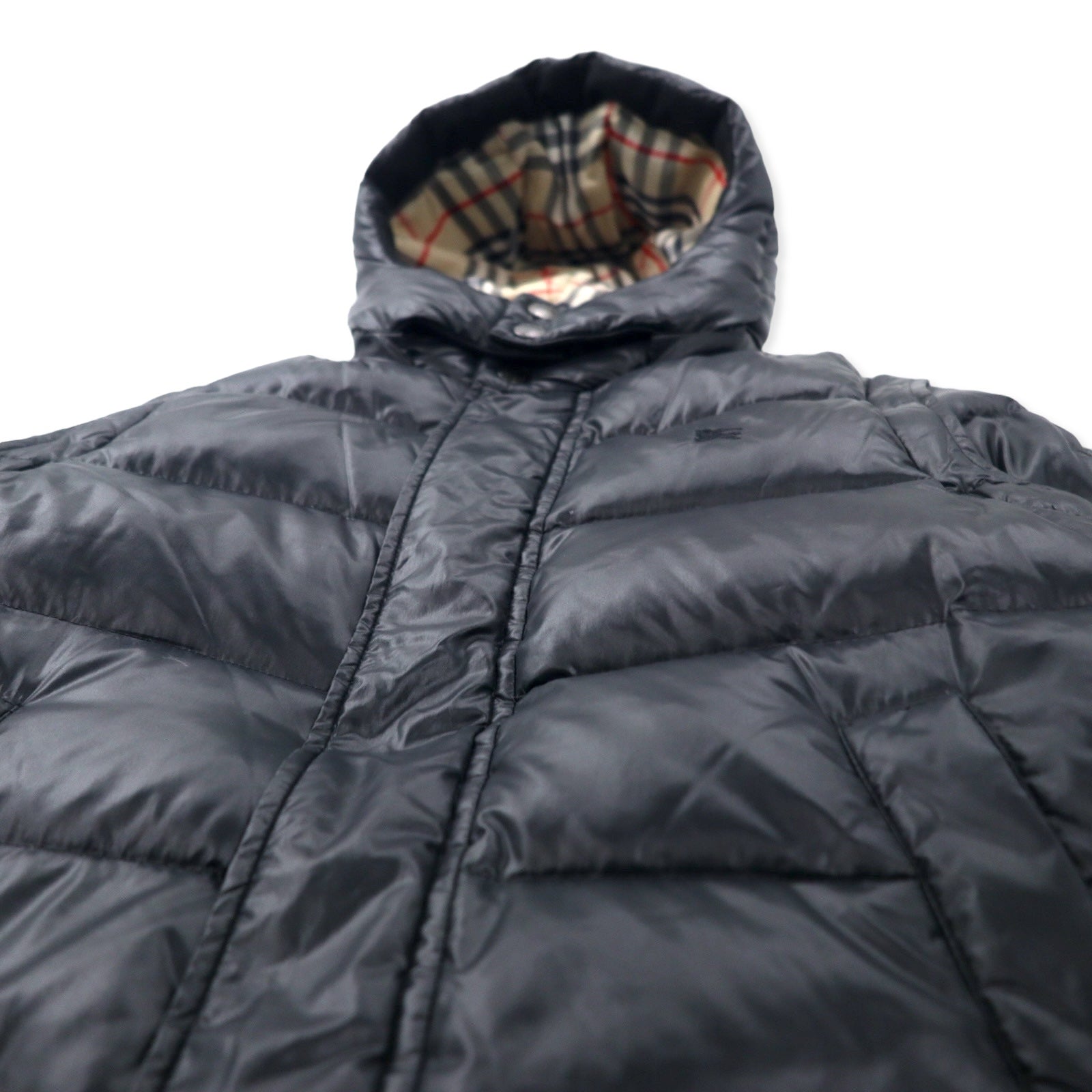 BURBERRY piumino 2 vie smanicato S nero nylon cappuccio staccabile maniche staccabili logo ricamato fodera Nova Check
