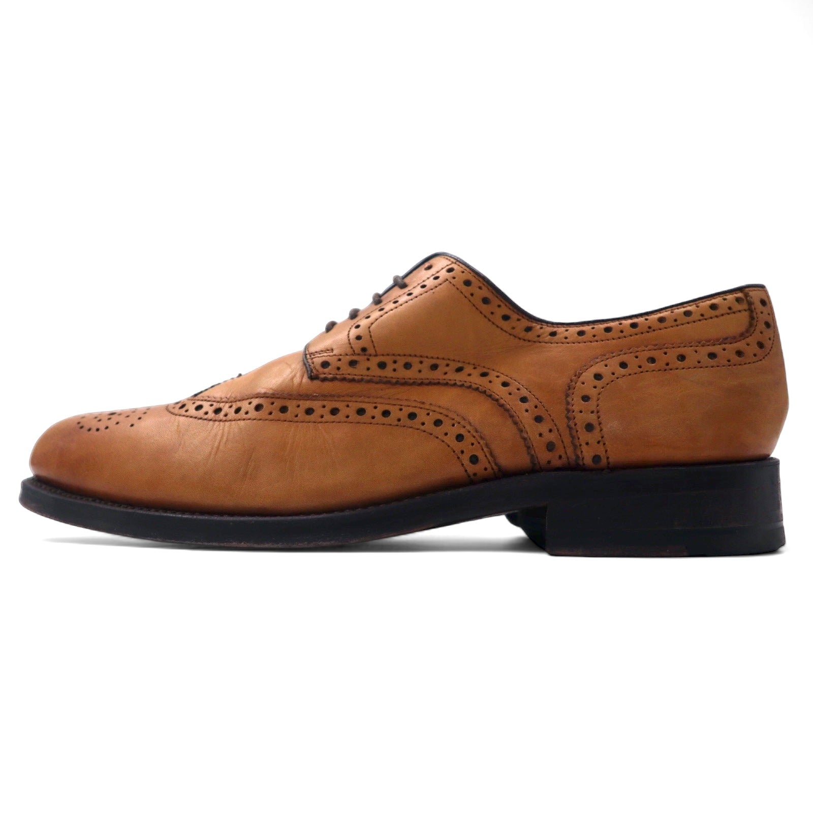 GORDON & BROS. Scarpe da campagna in pelle marrone con punta ad ala a medaglione 26cm