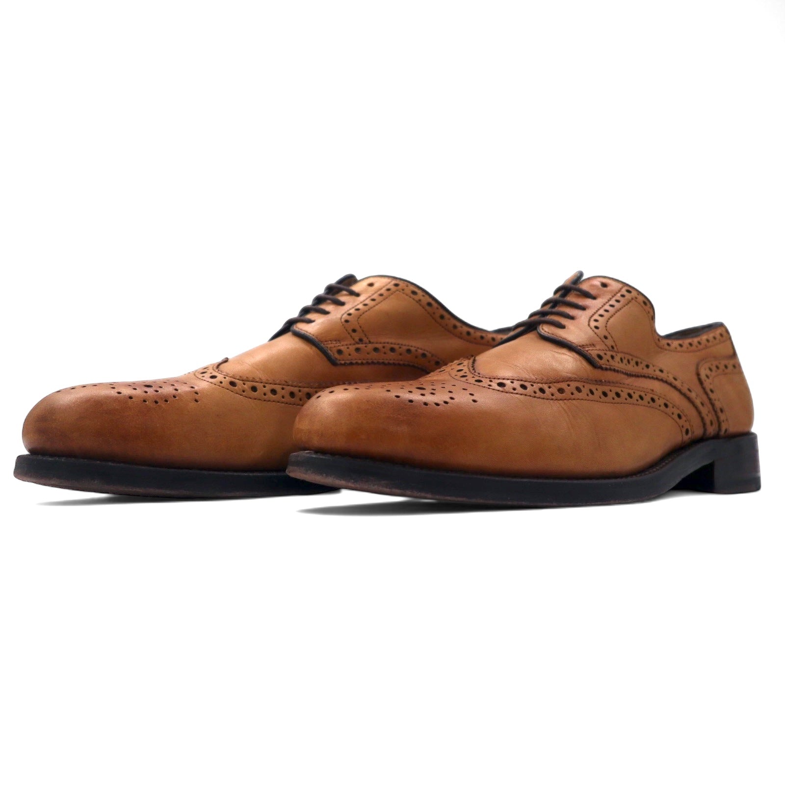 GORDON & BROS. Scarpe da campagna in pelle marrone con punta ad ala a medaglione 26cm