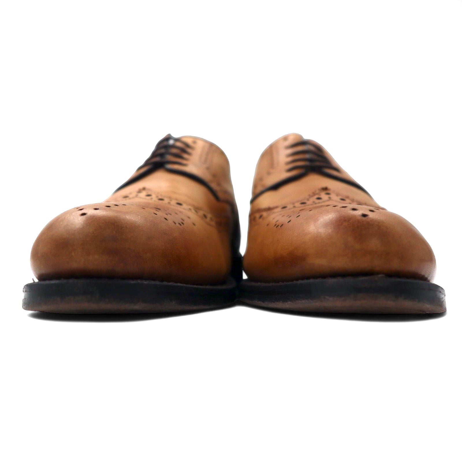 GORDON & BROS. Scarpe da campagna in pelle marrone con punta ad ala a medaglione 26cm