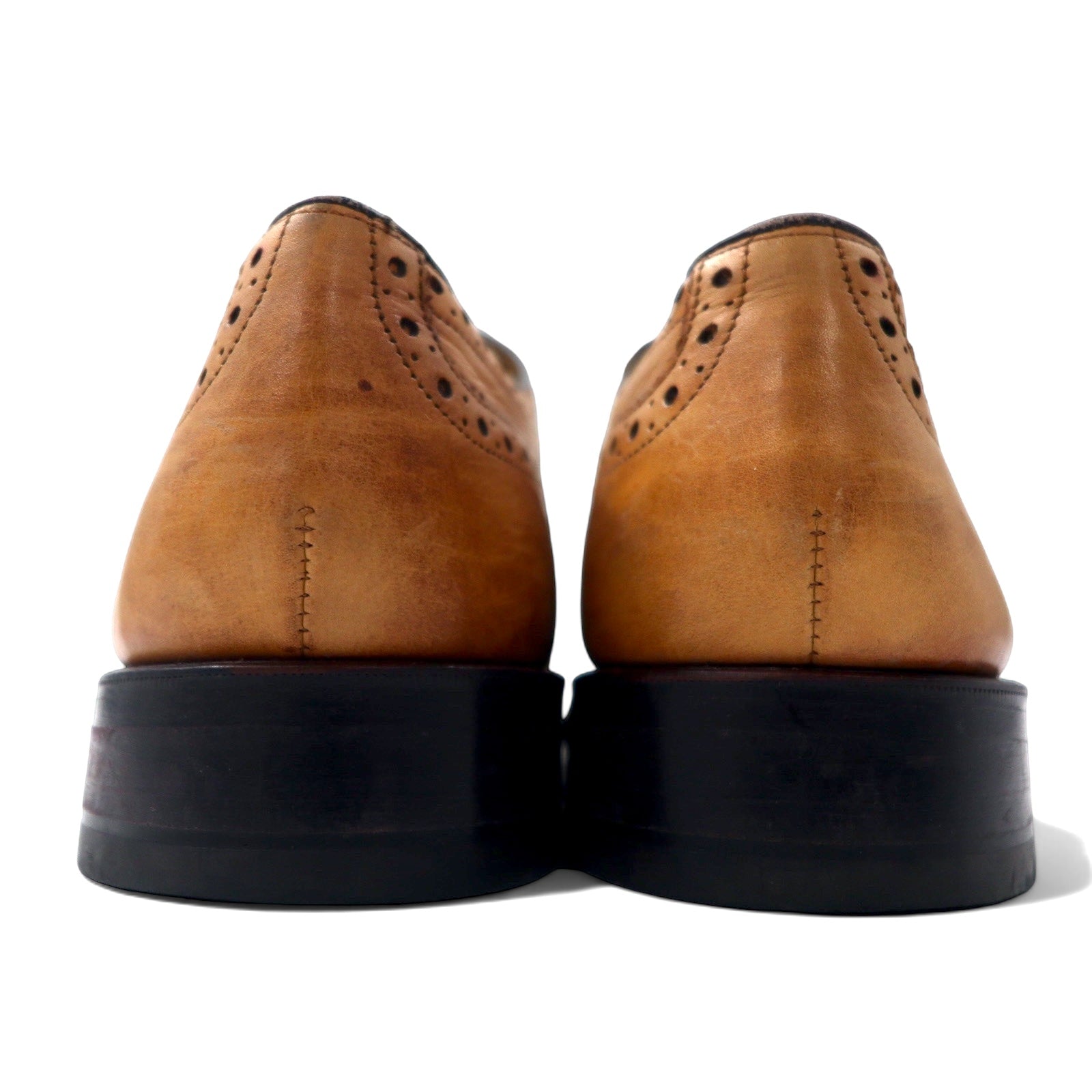 GORDON & BROS. Scarpe da campagna in pelle marrone con punta ad ala a medaglione 26cm