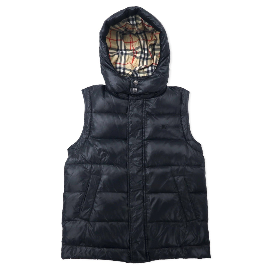 BURBERRY piumino 2 vie smanicato S nero nylon cappuccio staccabile maniche staccabili logo ricamato fodera Nova Check