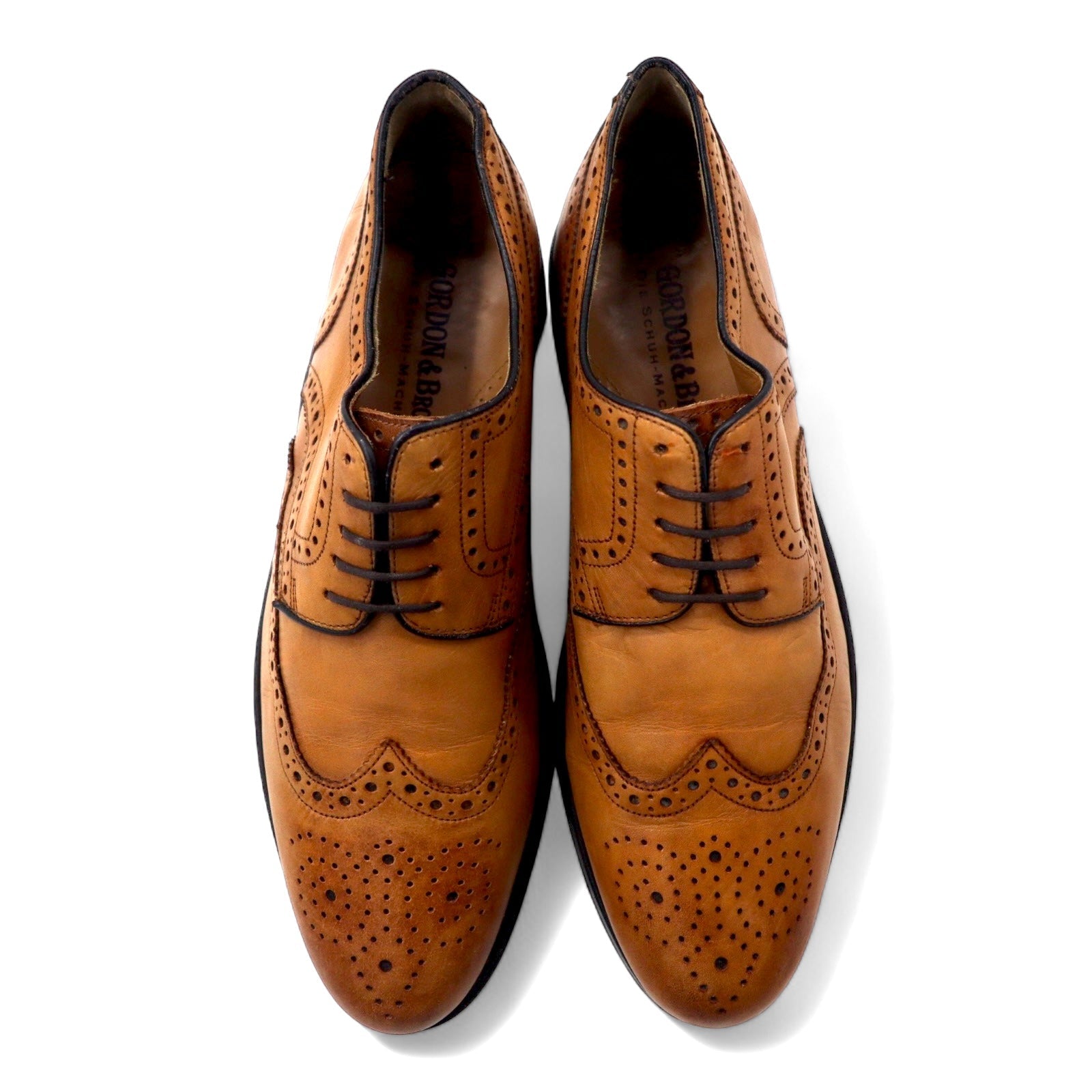 GORDON & BROS. Scarpe da campagna in pelle marrone con punta ad ala a medaglione 26cm