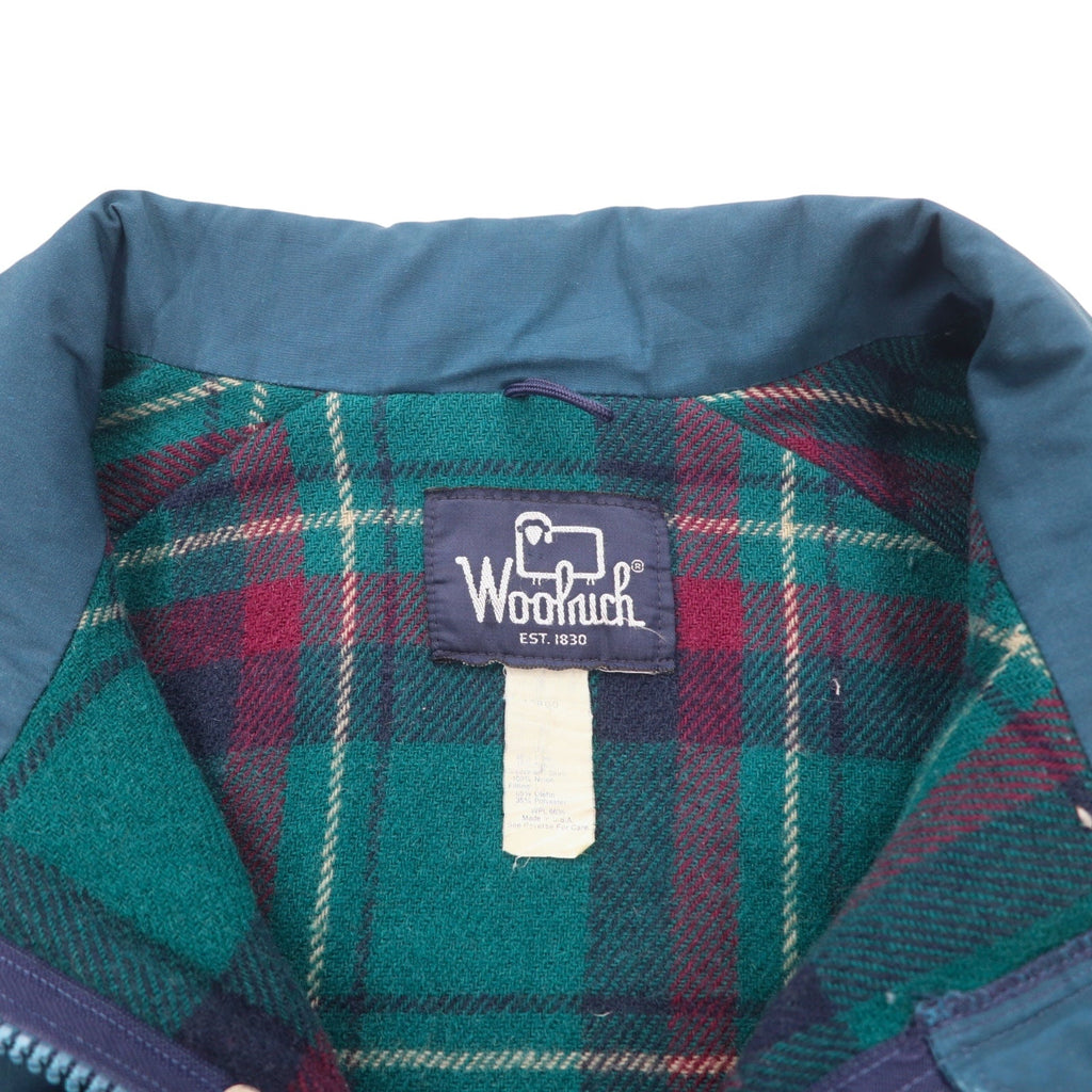 Woolrich giacca isolante anni '80 Made in USA taglia L nylon blu doppia zip fodera a quadri imbottitura coulisse