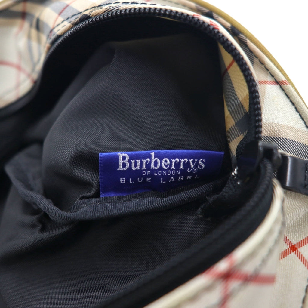 BURBERRY BLUE LABEL Borsa tote a barca con motivo Nova Check, in nylon e pelle bovina beige, made in Japan