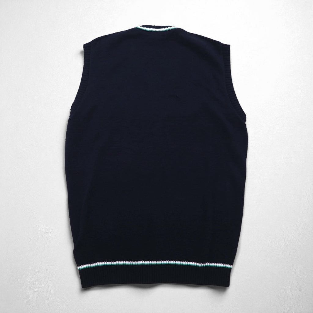 LACOSTE フランス製 チルデンニット Vネック ベスト L ネイビー ケーブル編み アイビー