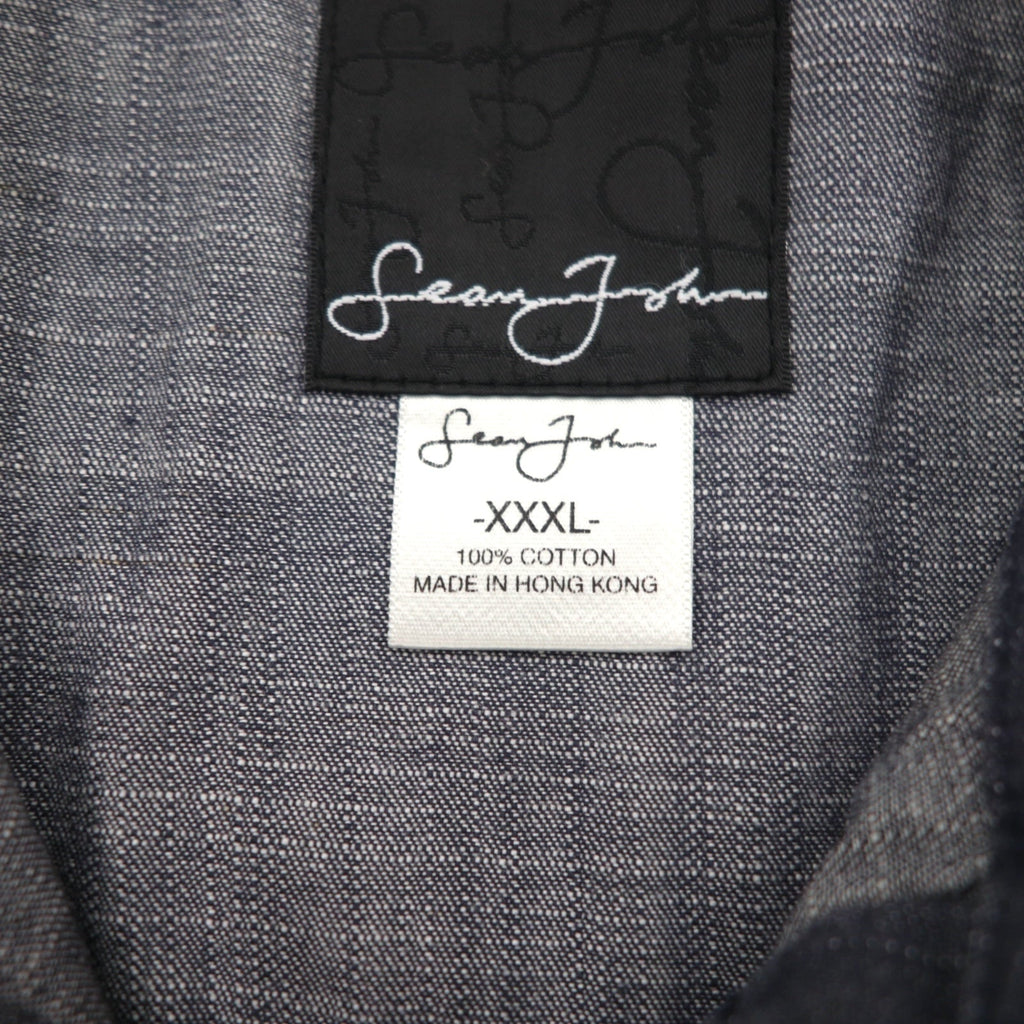 Sean John 00年代 半袖 ブラックデニムシャツ 3XL コットン スナップボタン