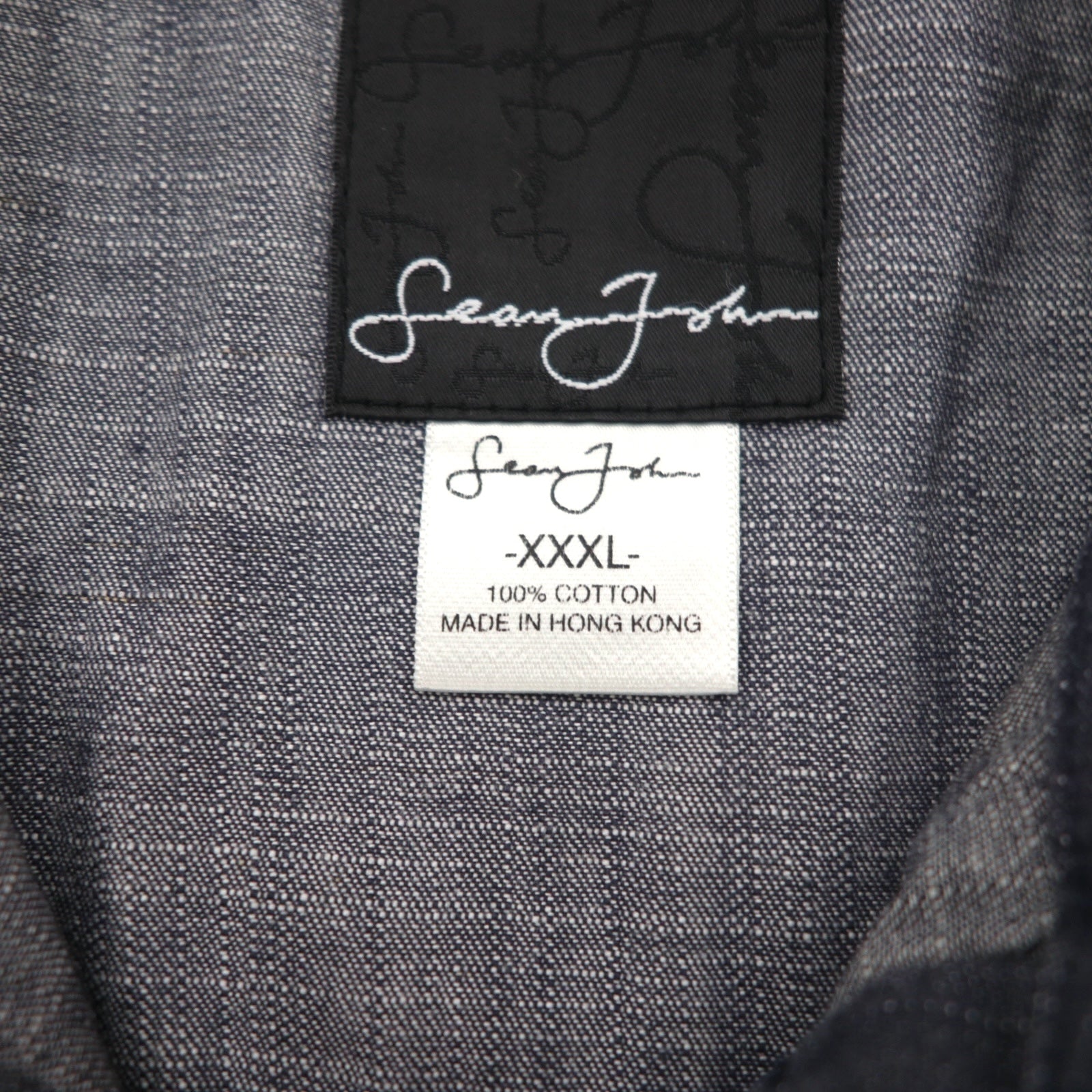 Sean John 00年代 半袖 ブラックデニムシャツ 3XL コットン スナップボタン