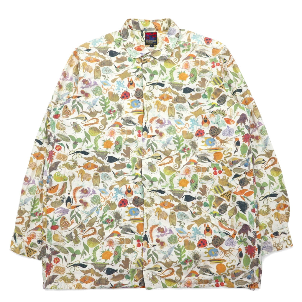 BRU NA BOINNE Biology Shirt Jacket M Bianco Cotone Fantasia Generale 4202 Prodotto in Giappone