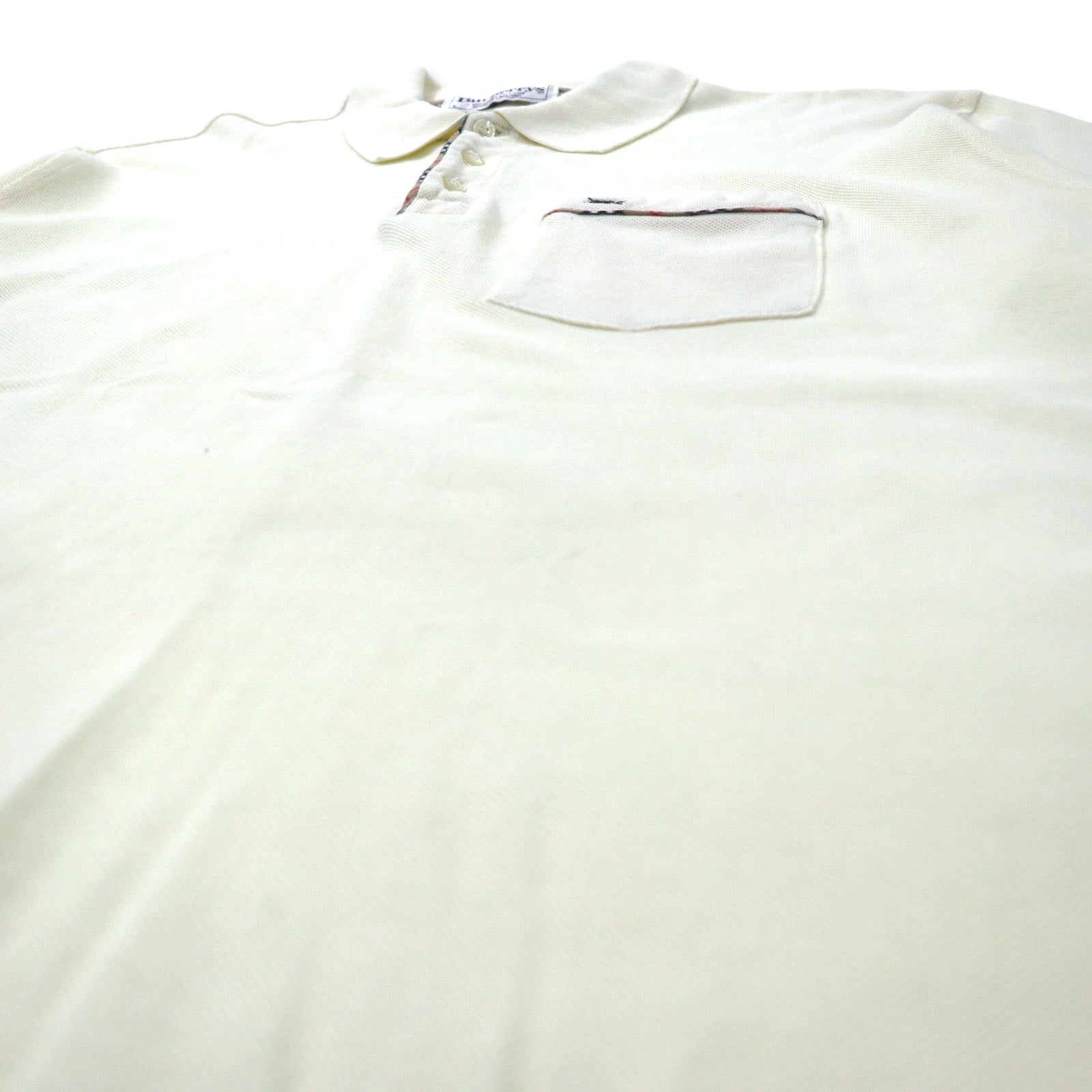 Polo Burberrys, made in England, con inserti Nova Check, taglia L, colore crema, in cotone