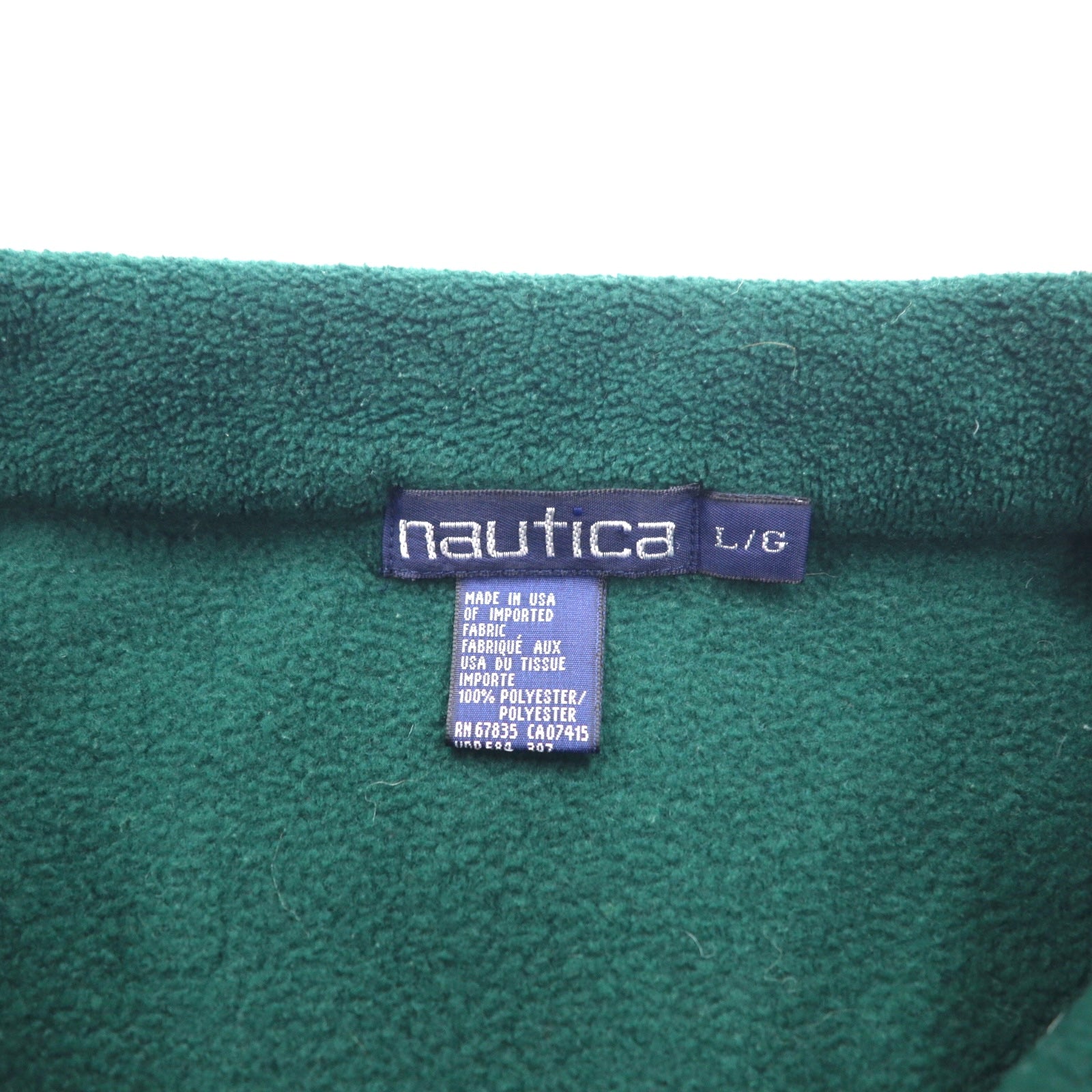 Giacca in pile Nautica anni '90, made in USA, mezza zip, taglia L, colore verde, con logo ricamato "nautech fleece"