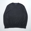 Polo Ralph Lauren Vネック ピマコットン ニット セーター L グレー スモールポニー刺繍