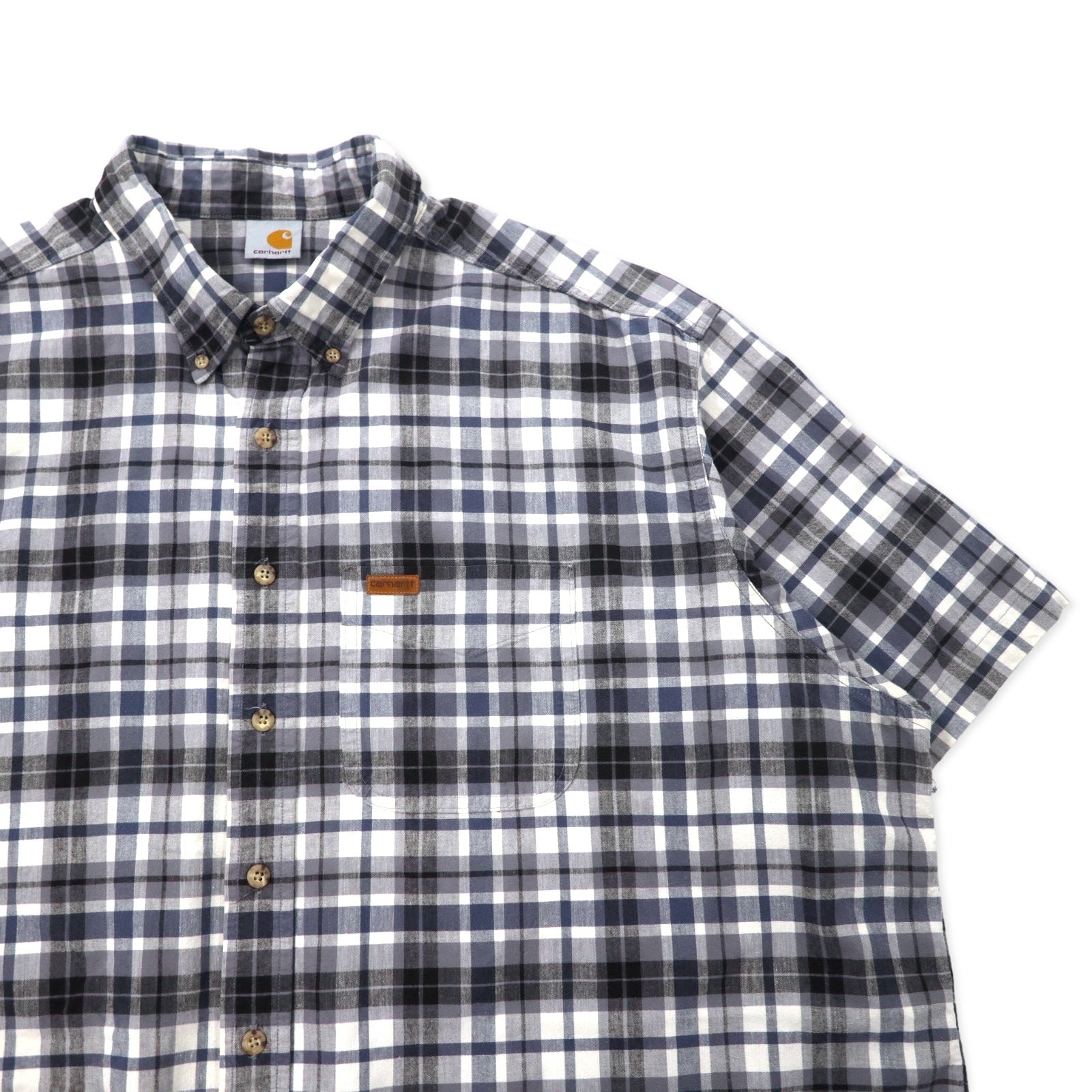 Camicia abbottonata a maniche corte Carhartt, XXL, grigio scozzese, cotone, taglia grande