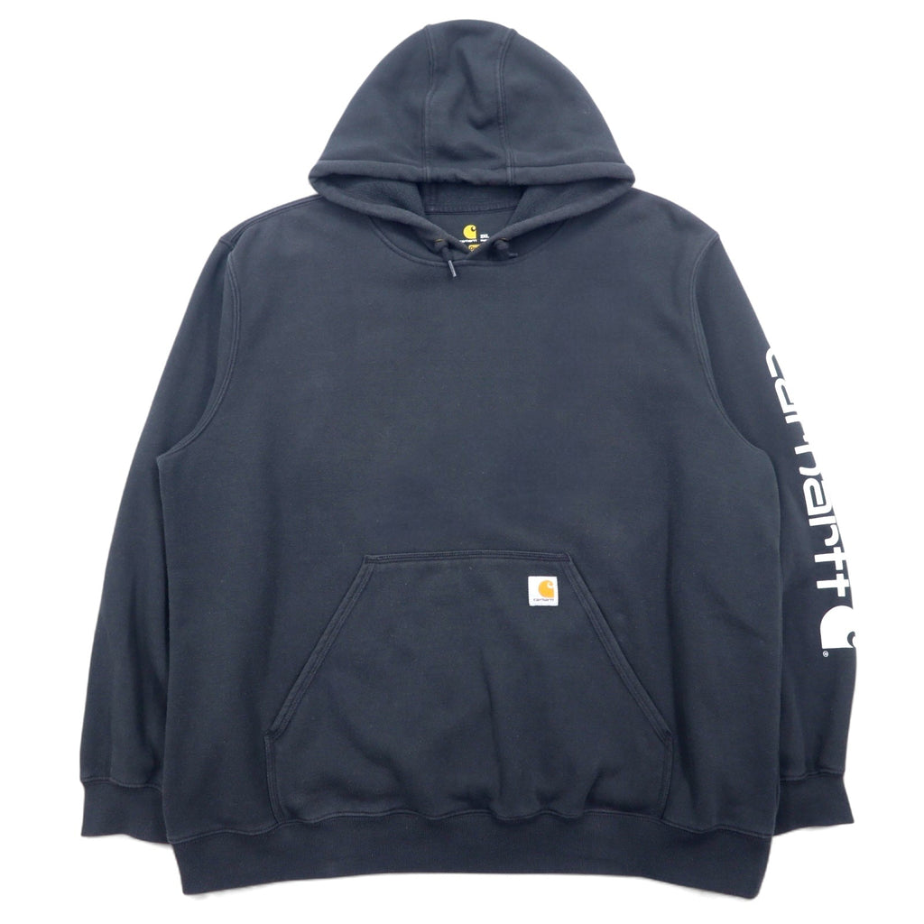 Carhartt ORIGINAL FIT Felpa con cappuccio pullover 2XL Nera Cotone Interno felpato Logo sulla manica MIDWEIGHT HOODED LOGO SWEATSHIRT K288 Prodotto in Messico