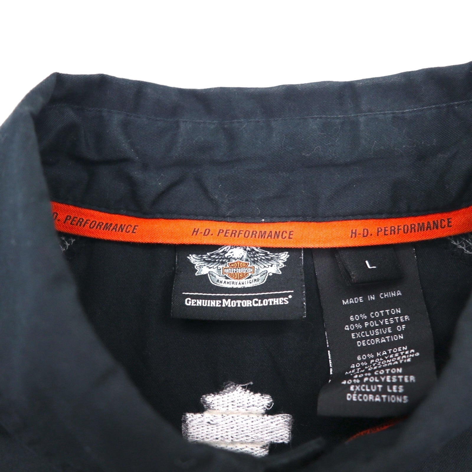 HARLEY DAVIDSON Camicia da Lavoro a Maniche Corte L Nera Doppia Tasca Ricamo Logo