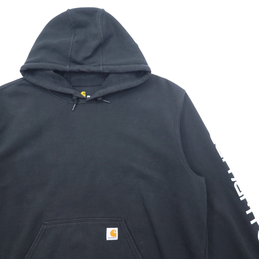 Carhartt ORIGINAL FIT Felpa con cappuccio pullover 2XL Nera Cotone Interno felpato Logo sulla manica MIDWEIGHT HOODED LOGO SWEATSHIRT K288 Prodotto in Messico