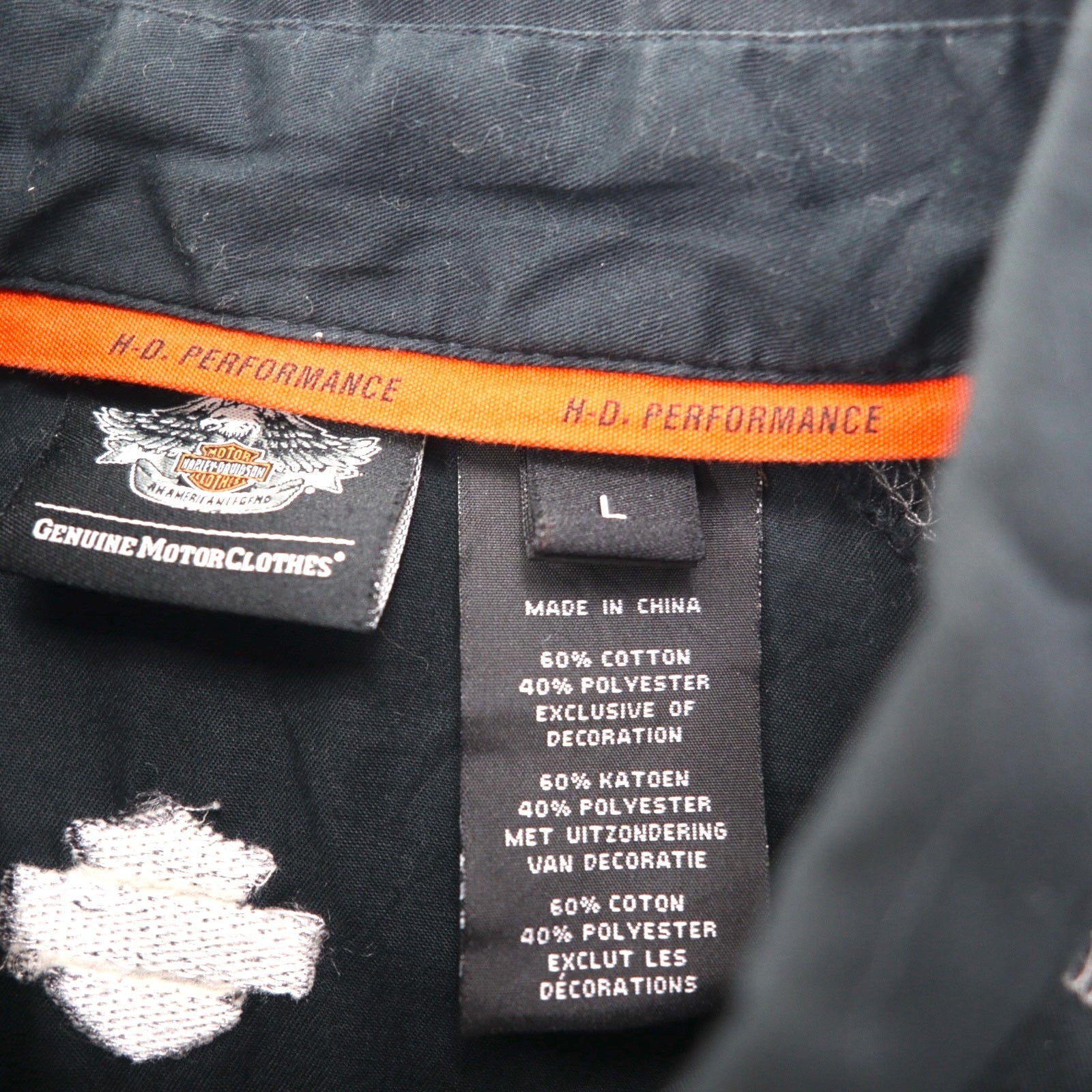 HARLEY DAVIDSON Camicia da Lavoro a Maniche Corte L Nera Doppia Tasca Ricamo Logo