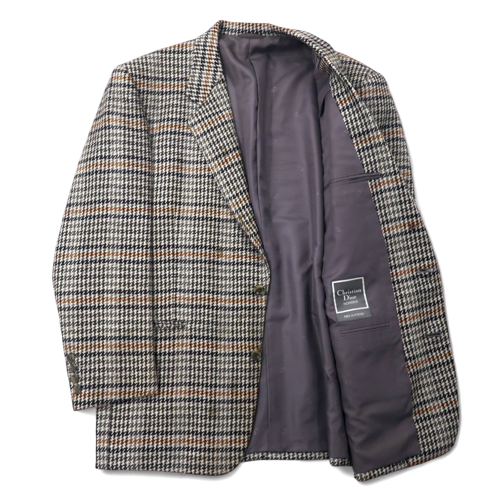 Christian Dior MONSIEUR Old Blazer 2 Bottoni AB-6 175 Grigio Quadri Scozzesi in Lana Fabbricato in Giappone