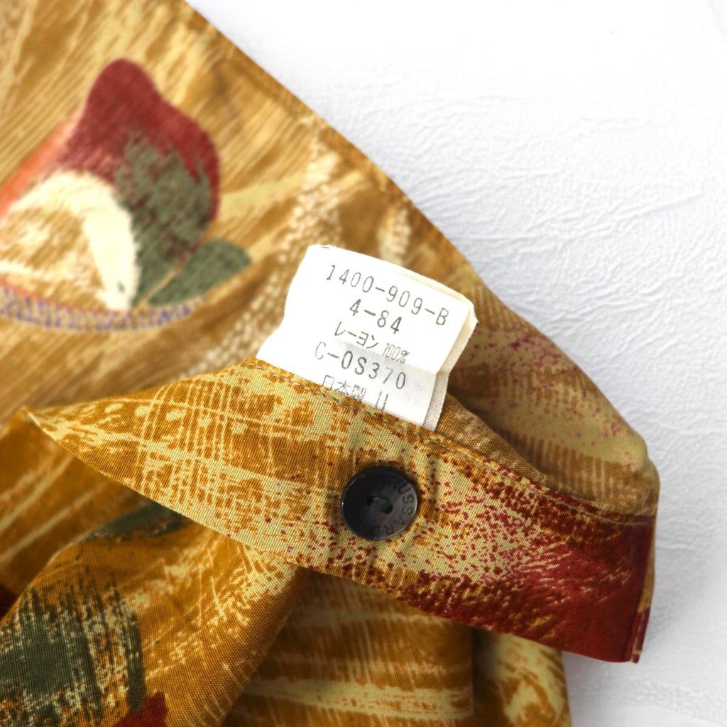 TRUSSARDI anni '90 - Camicia vintage fantasia all-over, arancione, rayon, taglia XL, made in Japan