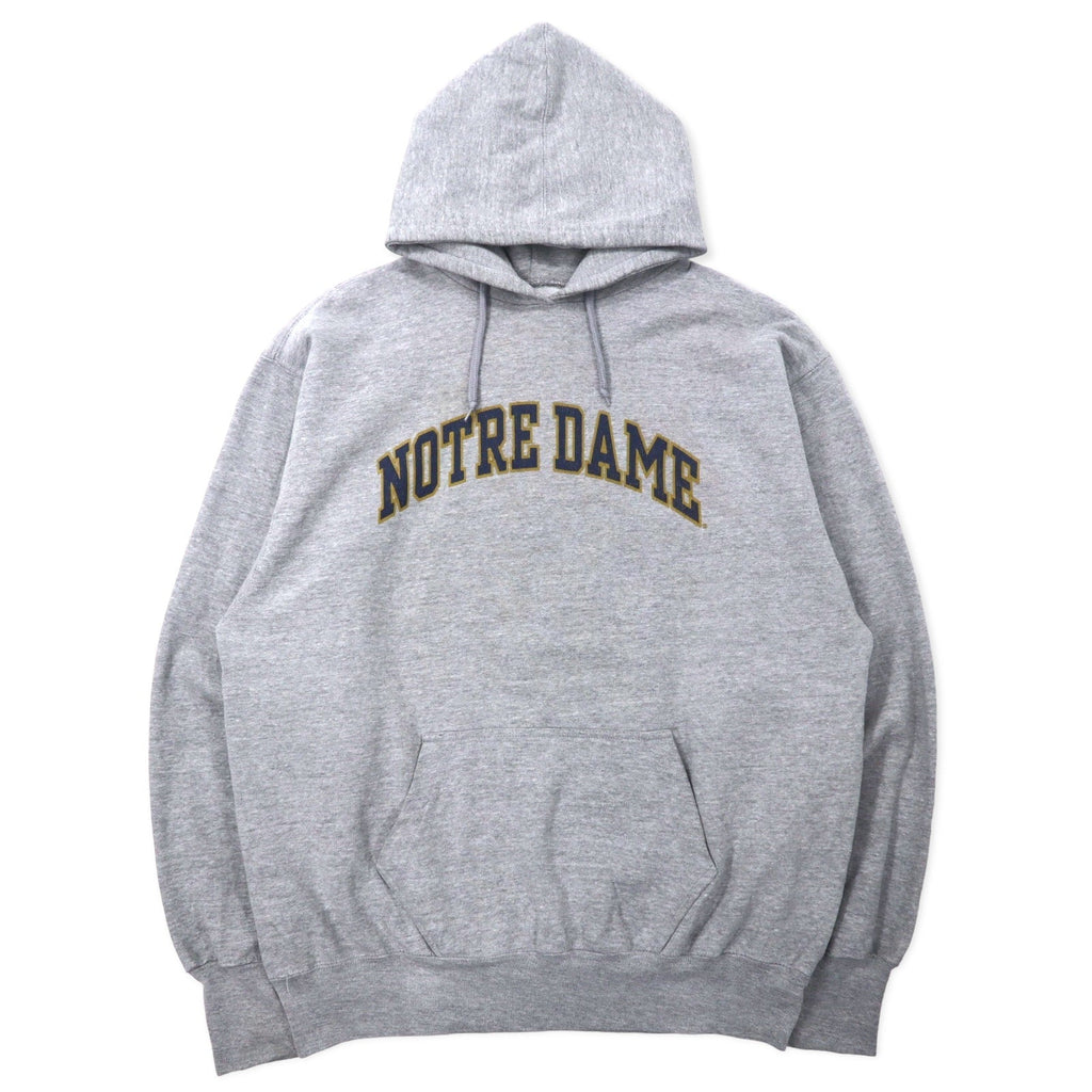 STEVE AND BARRY'S Felpa con cappuccio pesante stampa college, taglia L, colore grigio, cotone, cotone pakistano, NOTRE DAME, taglia grande