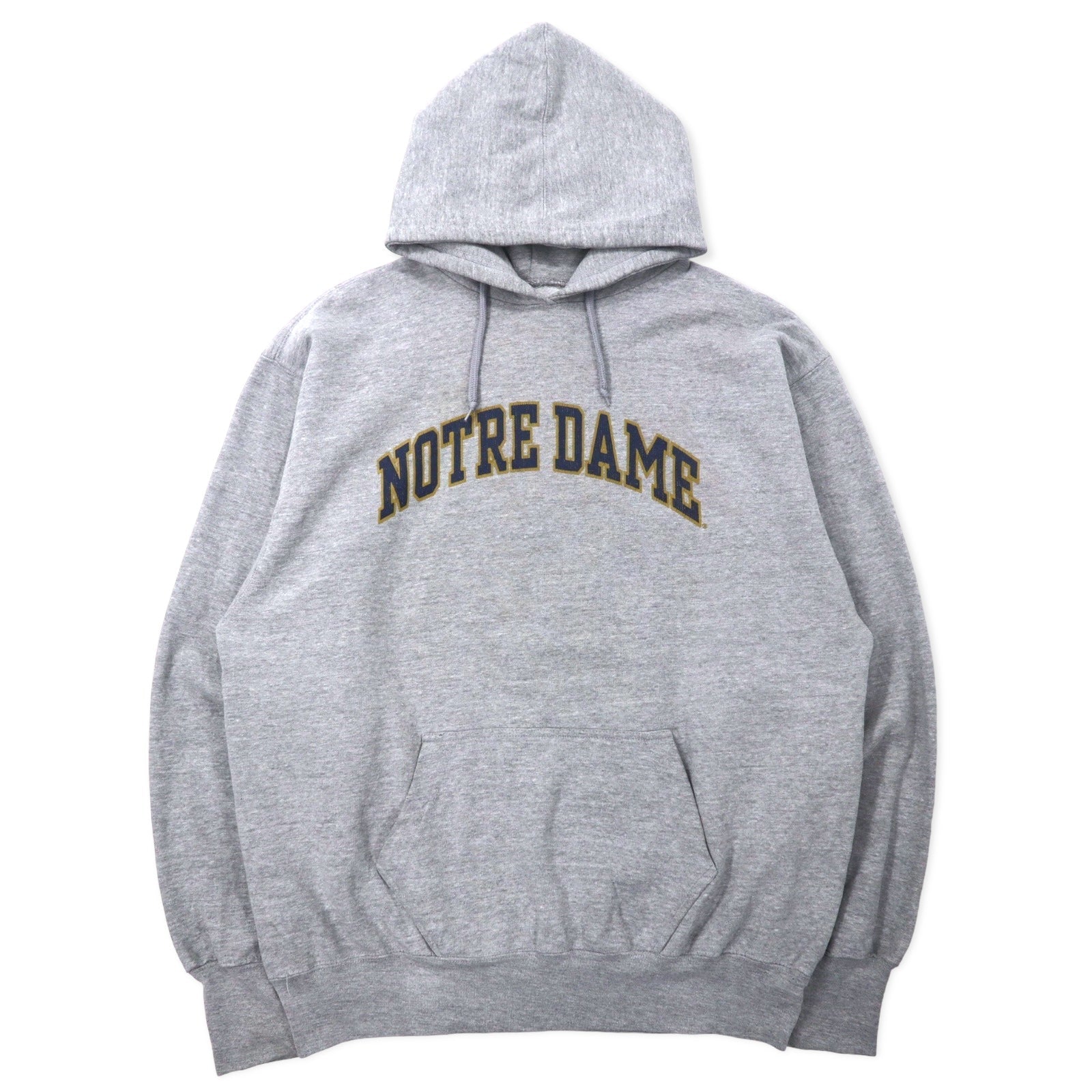 STEVE AND BARRY'S Felpa con cappuccio pesante stampa college, taglia L, colore grigio, cotone, cotone pakistano, NOTRE DAME, taglia grande
