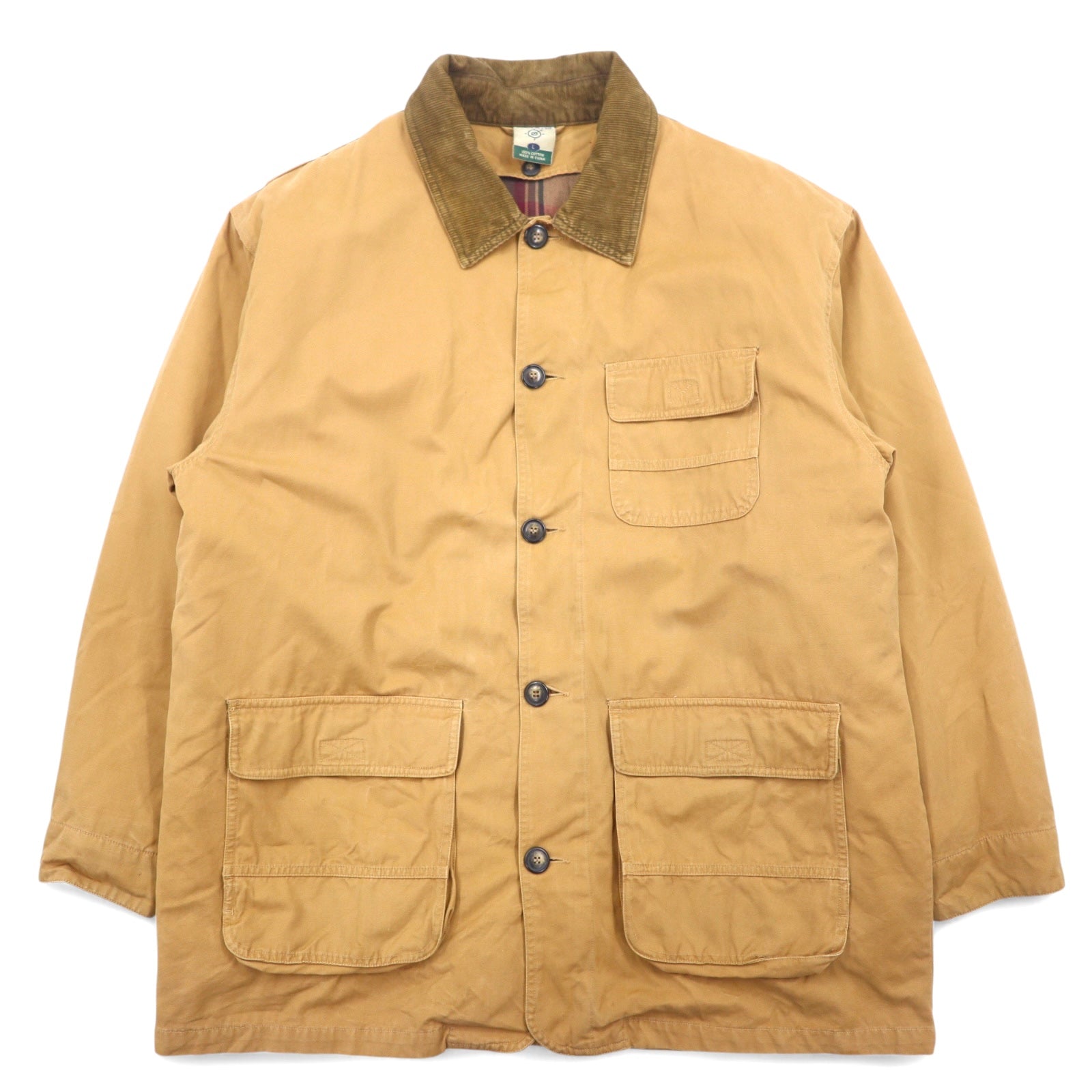 NORTHEAST OUTFITTERS Giacca da caccia Chore Coat Salopette L Beige Cotone Duck Interno sfoderabile Fodera a quadri Colletto e polsini in velluto a coste